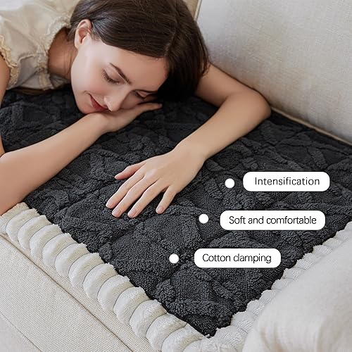 Miniatura 7 de Funda de sofá para perros, lavable, divertida y mullida para sofá, antideslizante, tapete para cama de perro, tapete para sofá (gris, 27.5 x 59