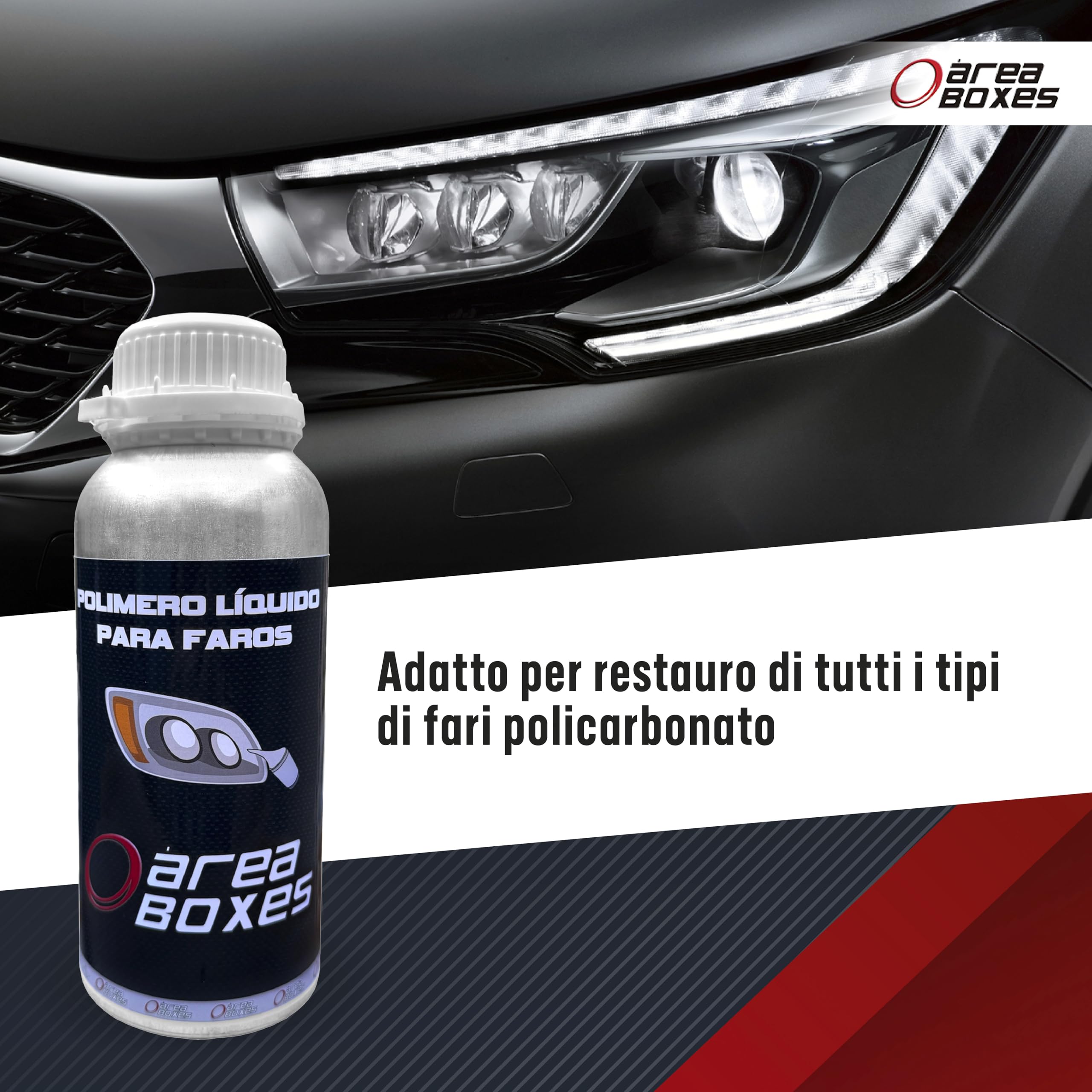 Kit Ripristino Fari Auto con POLIMERO Liquido. Kit Completo di Polimeri Rapido E Semplice, Tutto Il Cecessario per Ripristinare i Tuoi Fari Completamente Come Nuovi. (Solo)