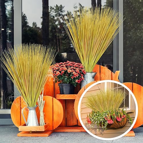 Miniatura 4 de Paquete de 10 plantas artificiales de 27 pulgadas de alto, hierba de cebolla, césped falso, tallos de vegetación sintética, arbustos artificiales