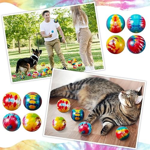 Miniatura 7 de 60 unidades de bolas de estrés para fiestas, teñido anudado, bolas coloridas de espuma para aliviar el estrés a granel para ejercicio con los dedos,