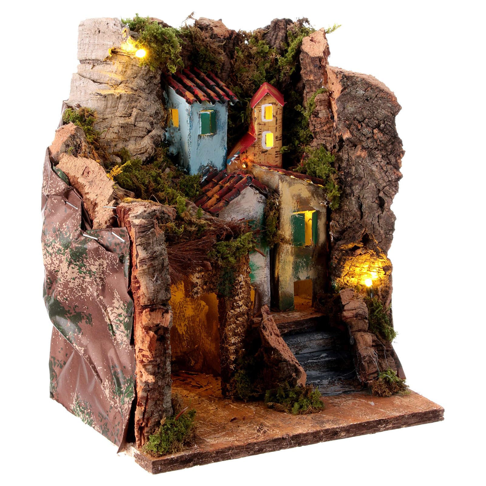Holyart Crèche Napolitaine: Décor crèche napolitaine Quatre Maisons escalier 6-8 cm 25x20x20 cm