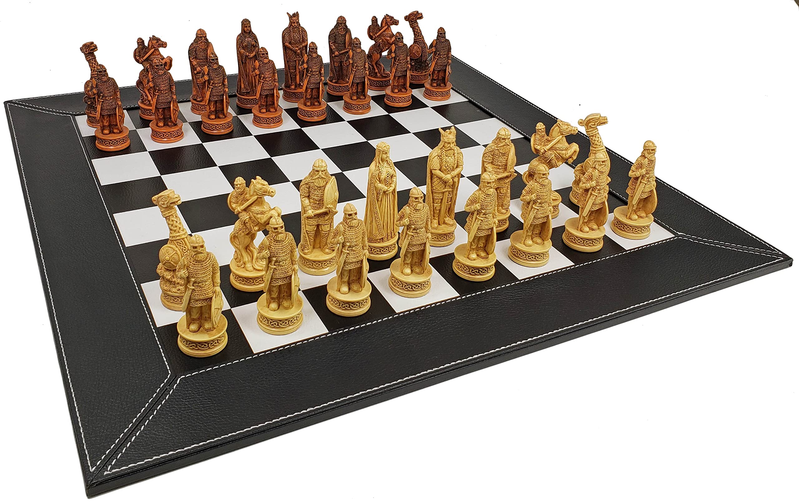Amazon.com: Antique Ivory & Brown Norse Viking Chess Set with 18