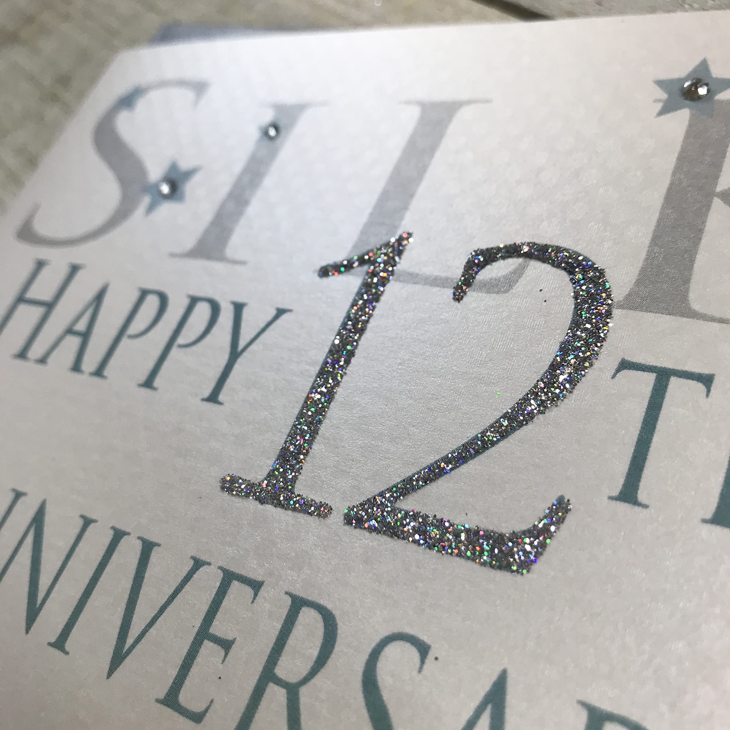 Tarjeta De Cumpleaños Hecha A Mano White Cotton Cards - Tamaño 16 X 16 Cm, Blanco Con Brillo Y Diamantes, Sobre Incluido