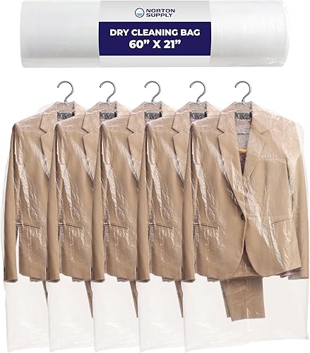 Vista 8 de Norton Supply Bolsas de polietileno para limpieza en seco, cubierta de plástico transparente para ropa, 30 pulgadas de largo, grosor de calibre 100
