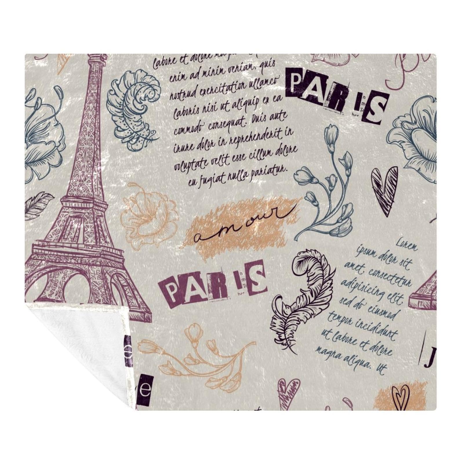 Couverture polaire légère contre le froid plaid doux Tour Eiffel 150x200