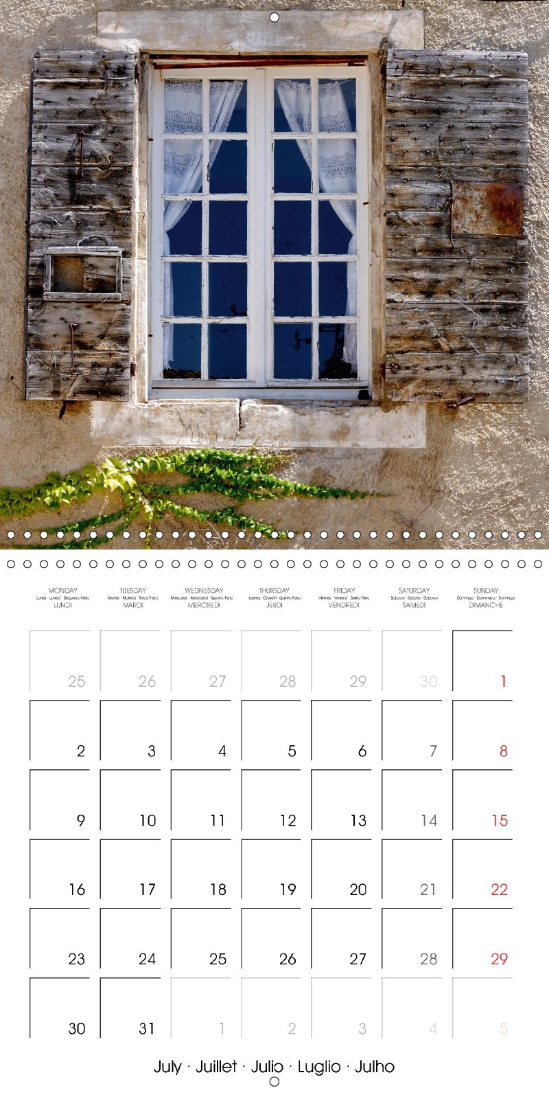 Fenetres de Provence calendario pared 2018 300 300 Mm Square