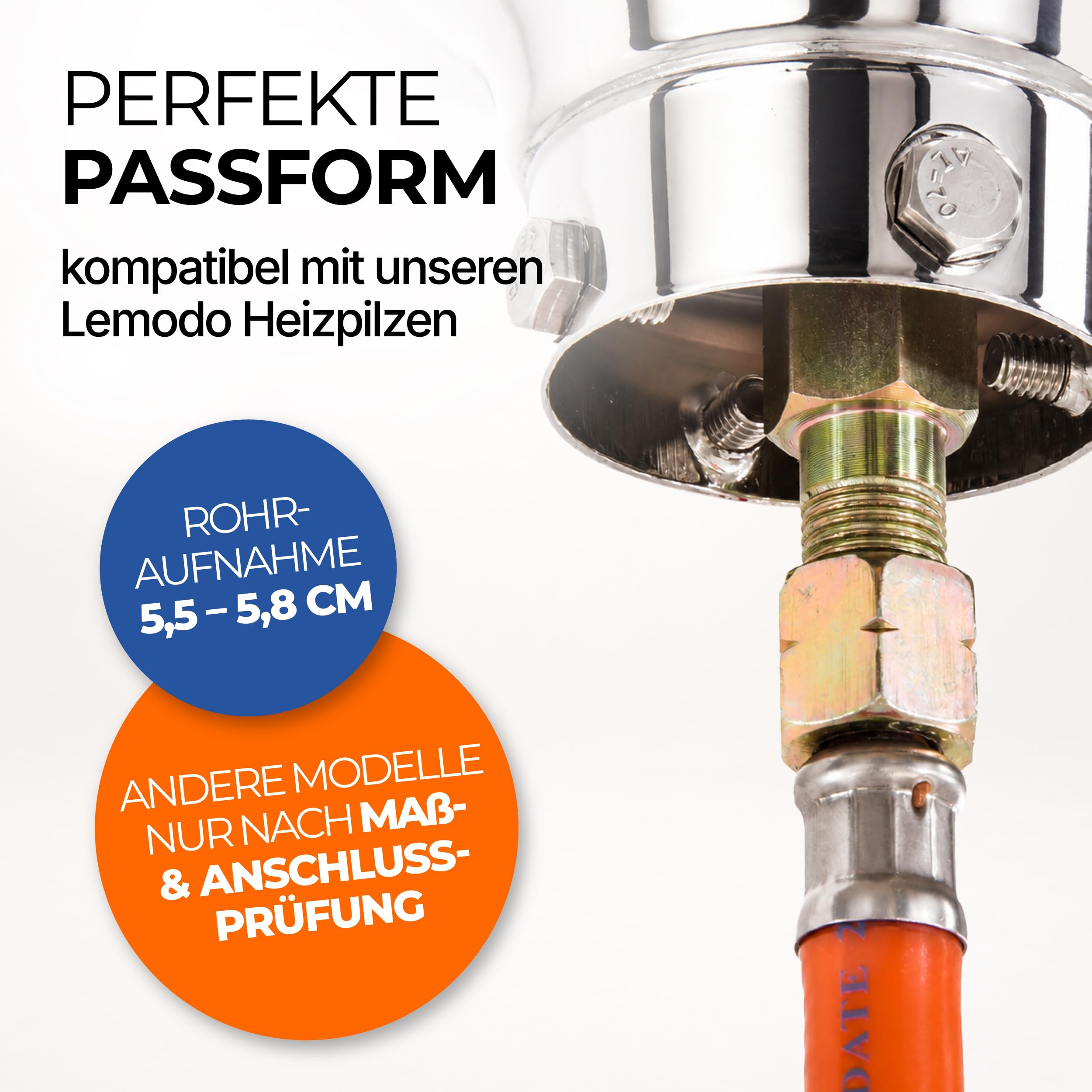 Lemodo Brenner für Heizpilz, Brennerkopf 14 kW, Piezo-Zünder, Edelstahl