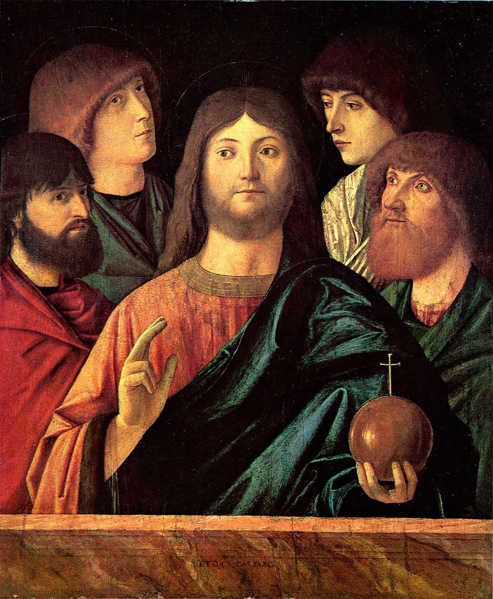 ARTXLXXBN Famous Painting Canvas Artwork Graffiti Print Der Erlöser Segnet Vier Apostel by Vittore Carpaccio Portrait Canvas Image for Home Decor 60x90cm