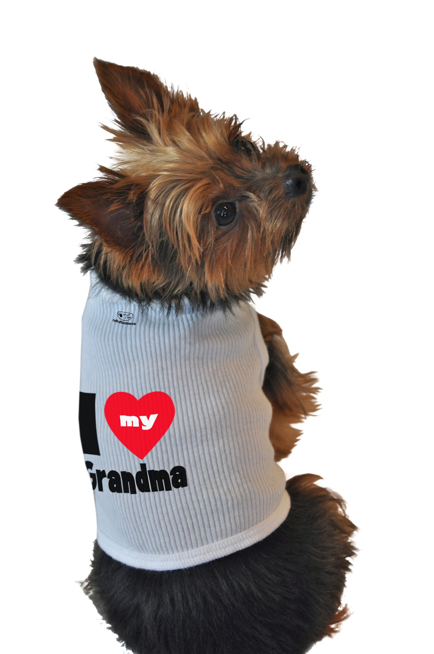 Ruff Ruff and Meow I Love My Grandma Tank Top for Dog, L, White