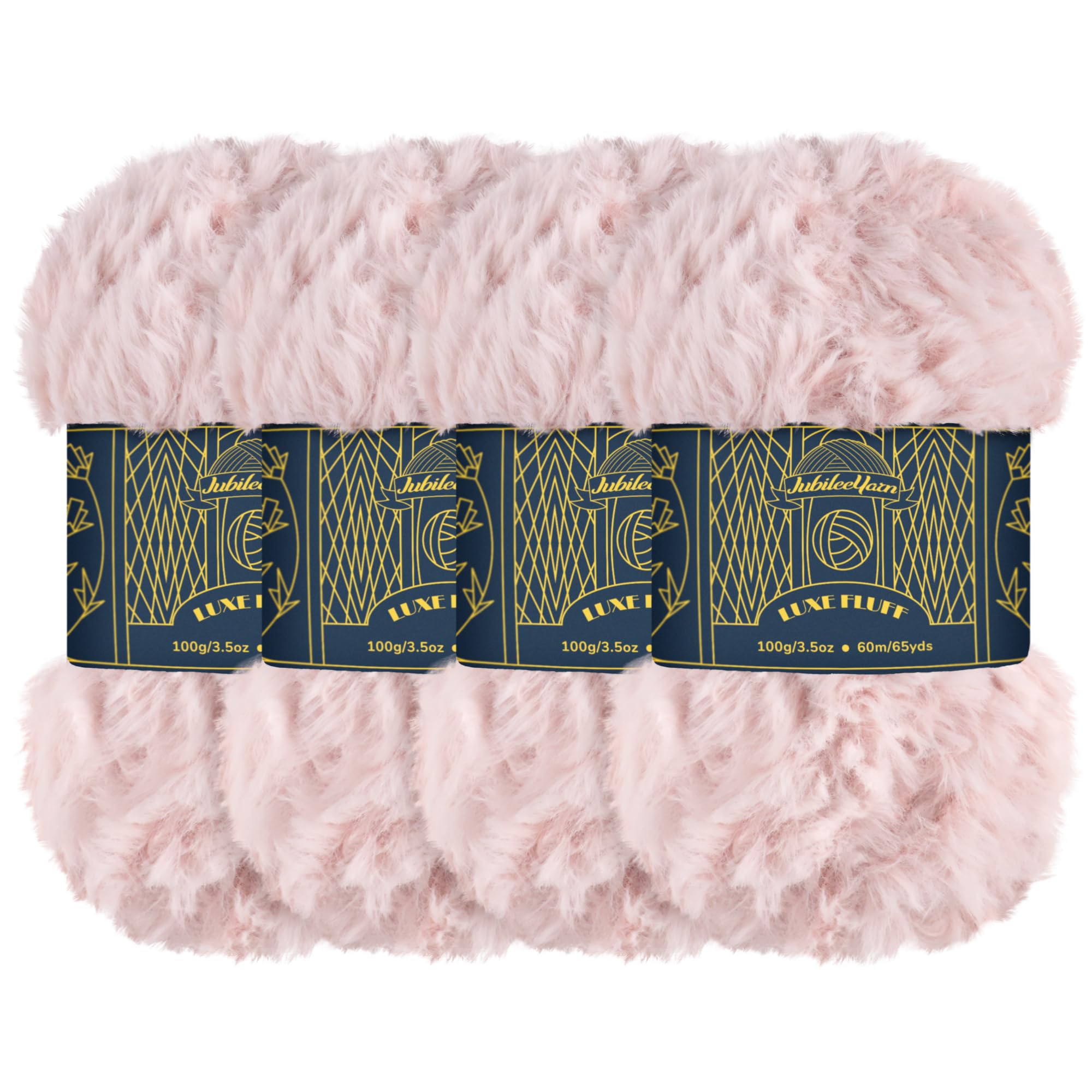 JubileeYarn Luxe Fluff - Ovillo de lana de poliéster grueso de 100 g/madeja de piel sintética - Grulla - 4 madejas