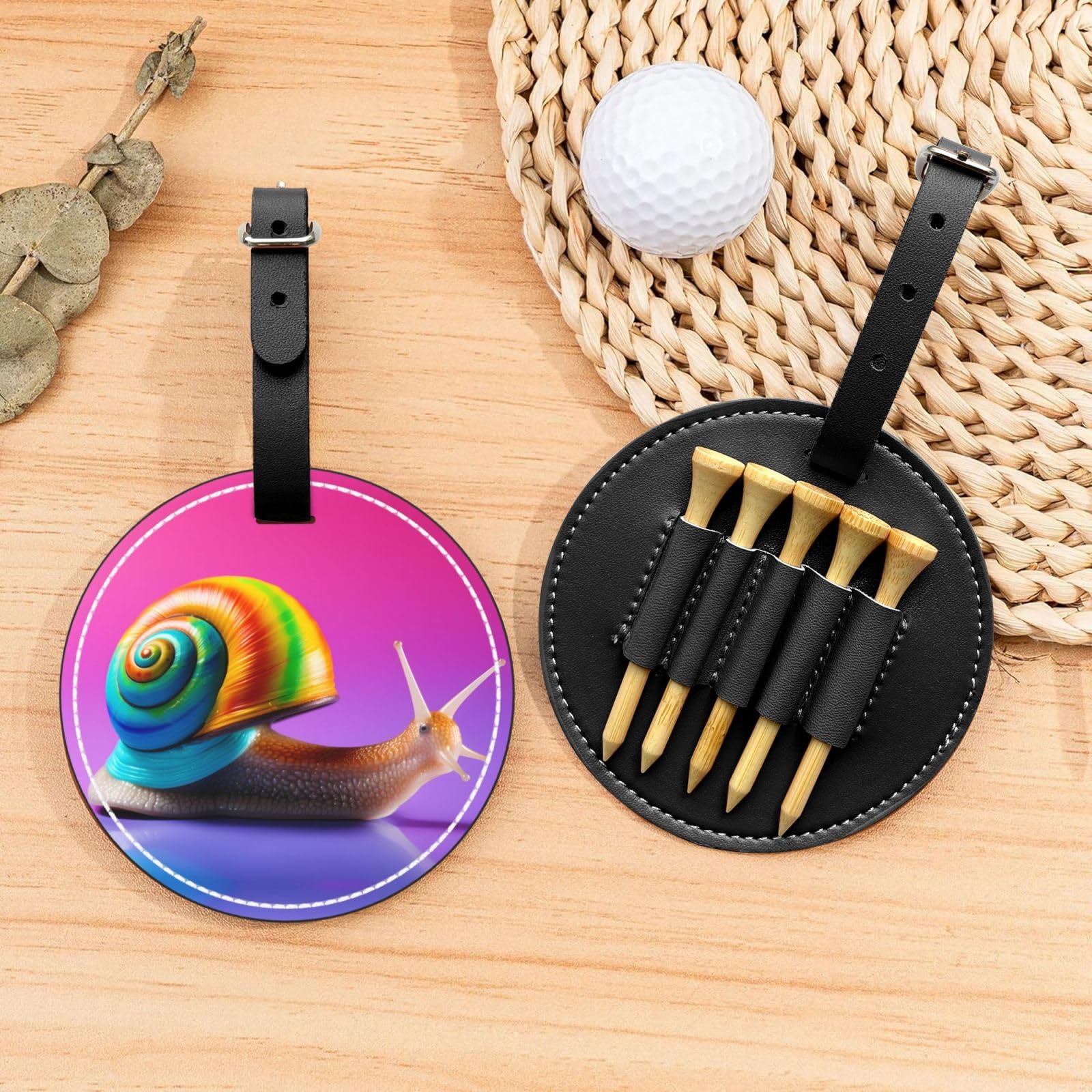 Colorful Snails Black Golf tee Storage Bag - Durable and wear-Resistant Golf Accessories