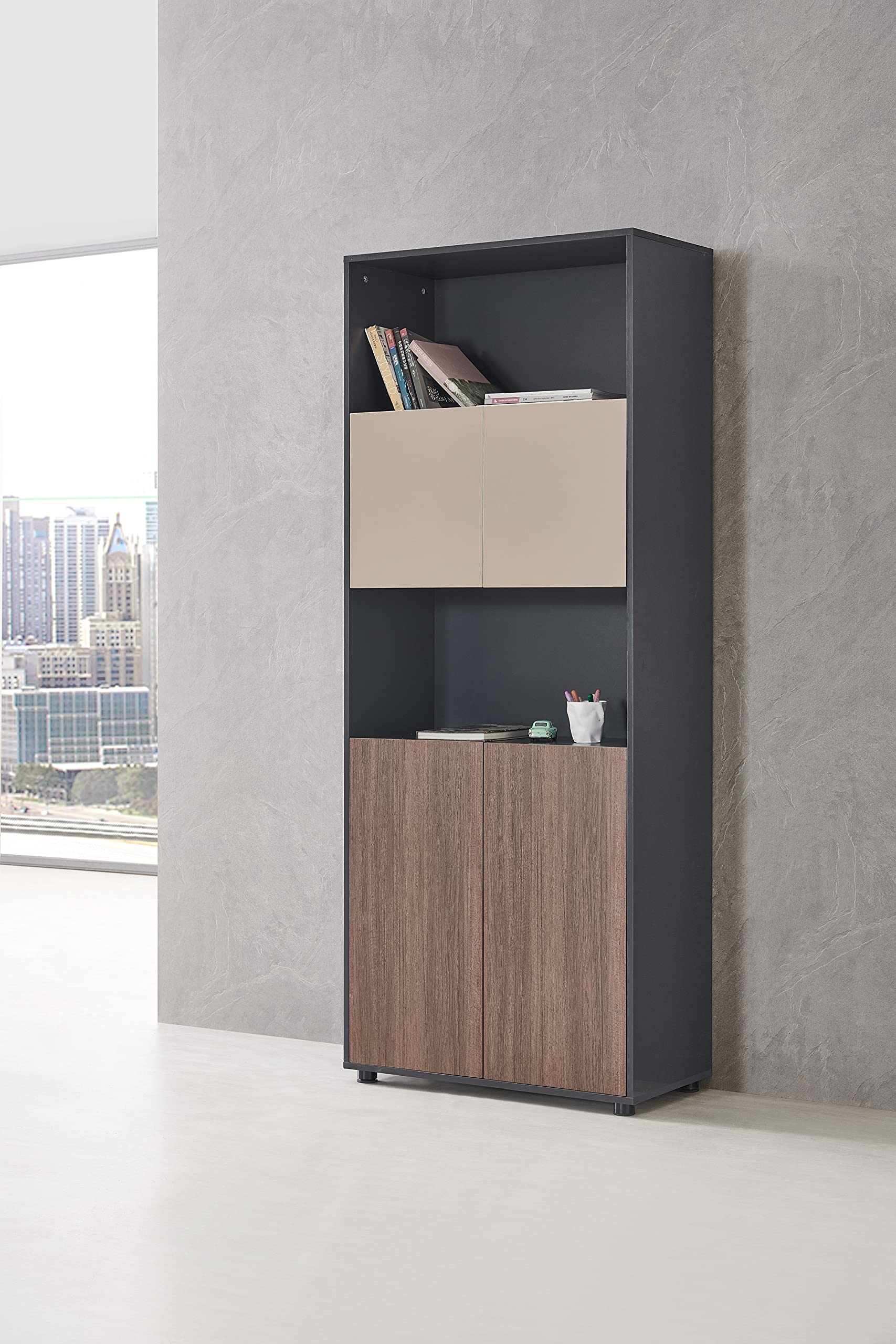 Office desk computer Desk (Open Storage Shelves)