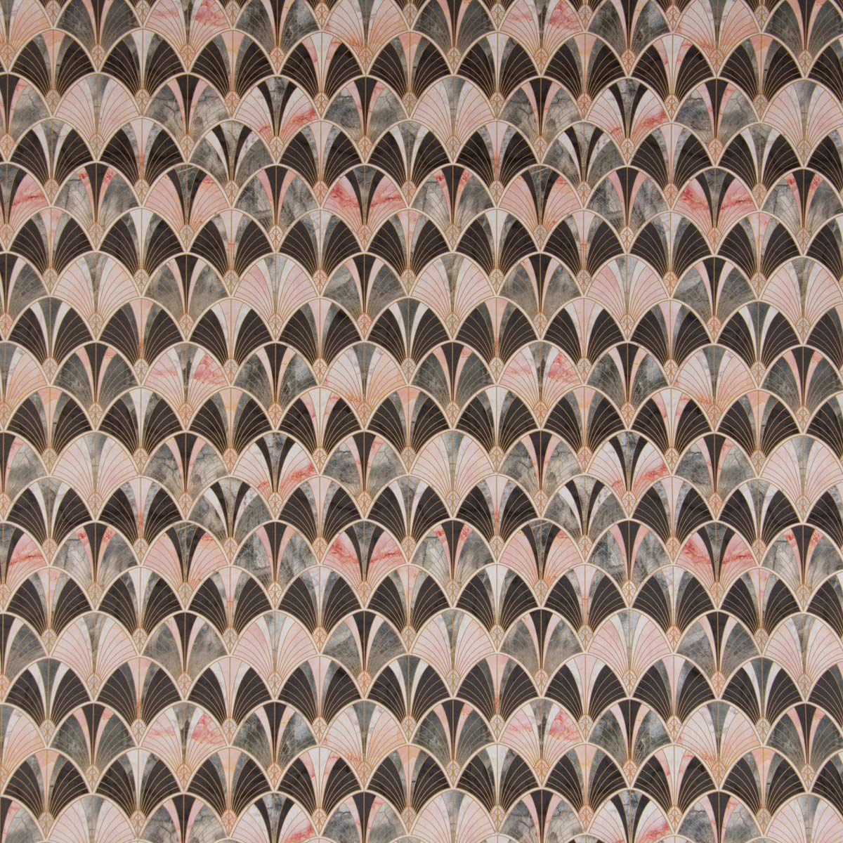SCHÖNER LEBEN. Chemin de table Art Deco - Arche marbre - Vert, rose, marron - 40 x 160 cm