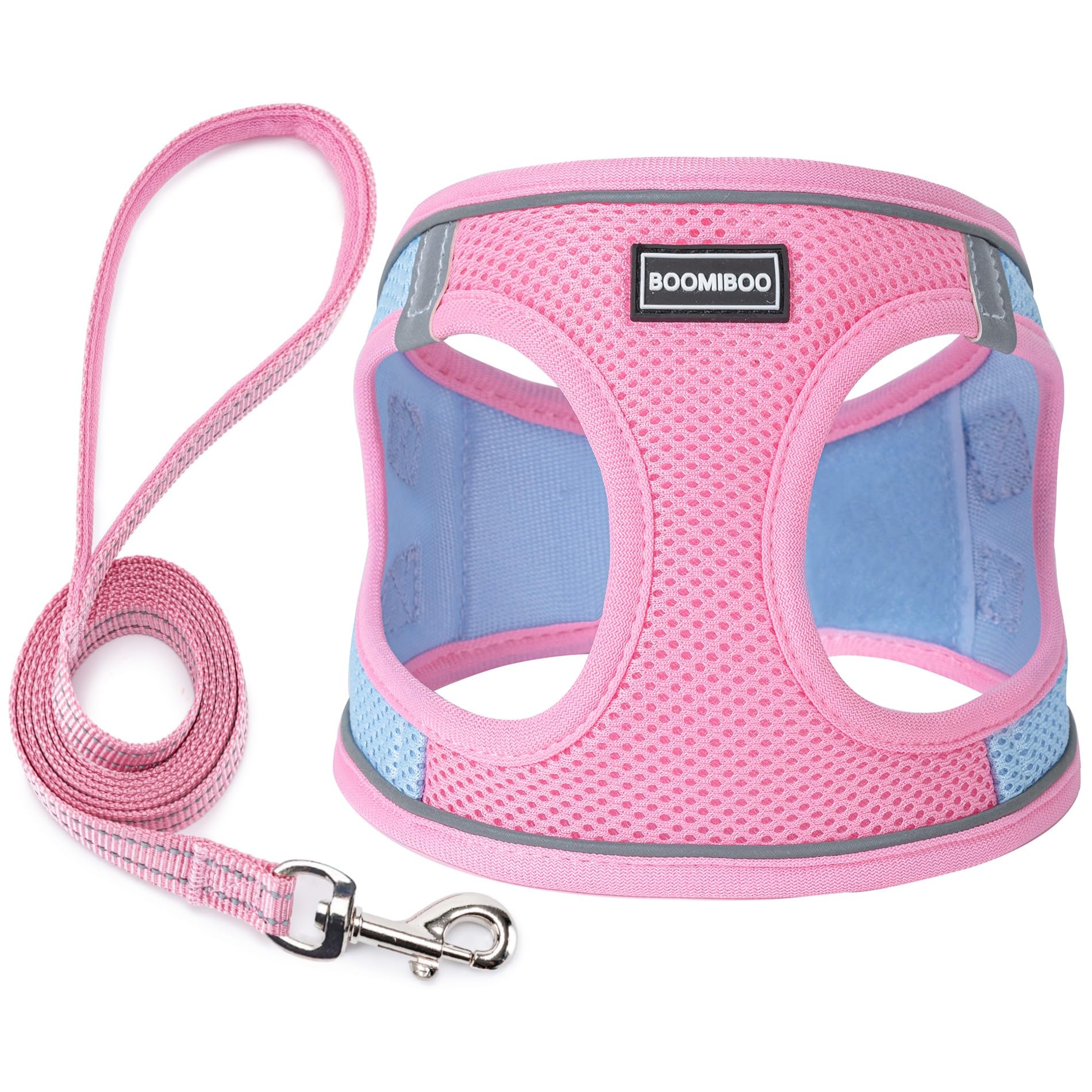 Dog Harness with Leash Set, No Pull Adjustable Reflective Step-in Puppy Pet Vest Harnesses for Small Medium Large Dogs and Cats,Pink Green S