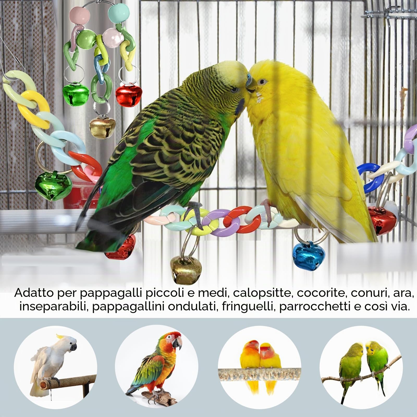 Giochi per Uccelli Pappagalli, Giochi per Pappagalli, Altalene Giocattoli per Uccelli, Giocattolo da Masticare, Altalena Arrampicata In Piedi, per Cockatiels, Pappagallini, Inseparabili