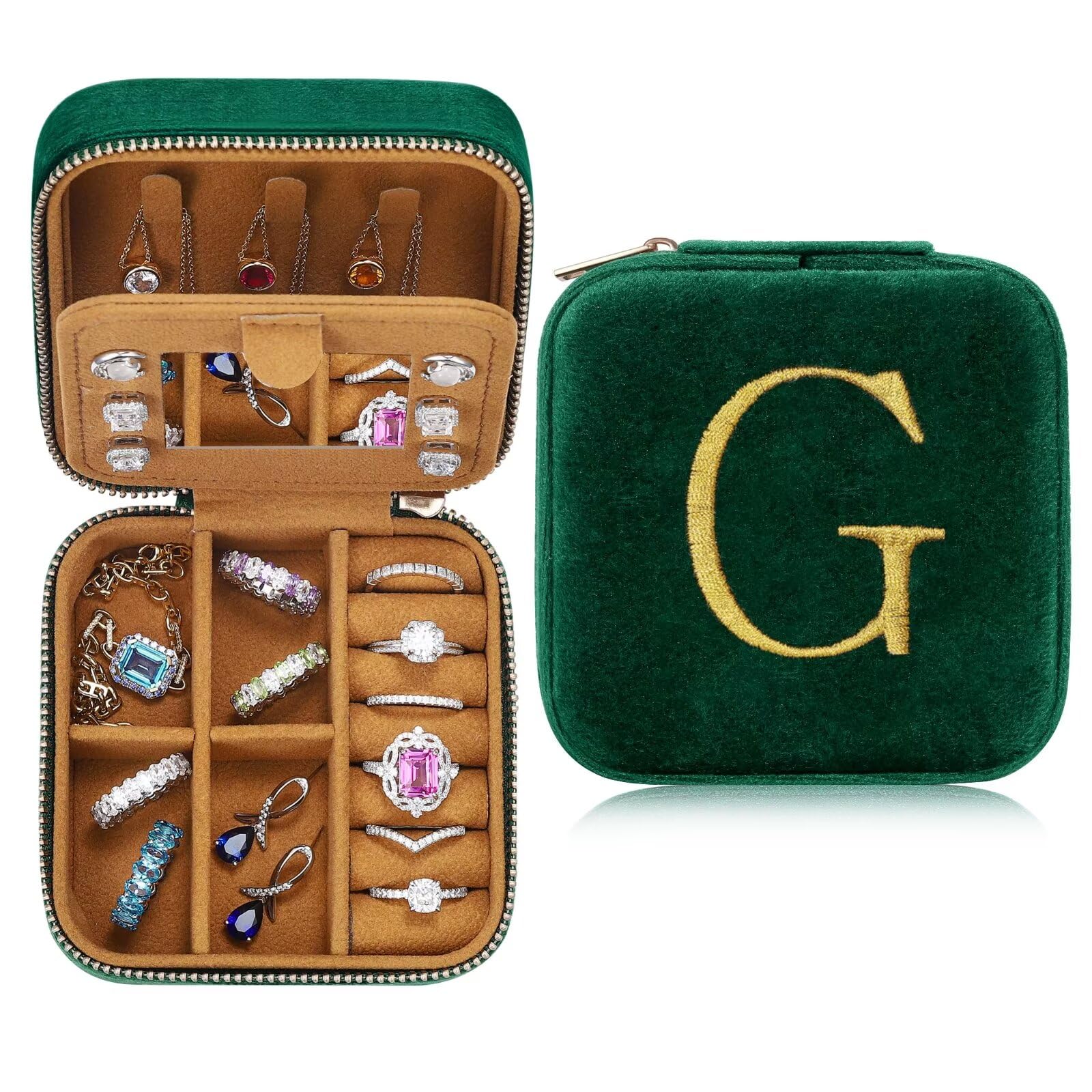 TINGNTINGN Travel Jewellery Case, Travel Jewellery Organiser, Mini Jewellery Box, Travel Jewellery Box, Sister Birthday Gifts, Sister Gifts, Personalised Jewellery Box G