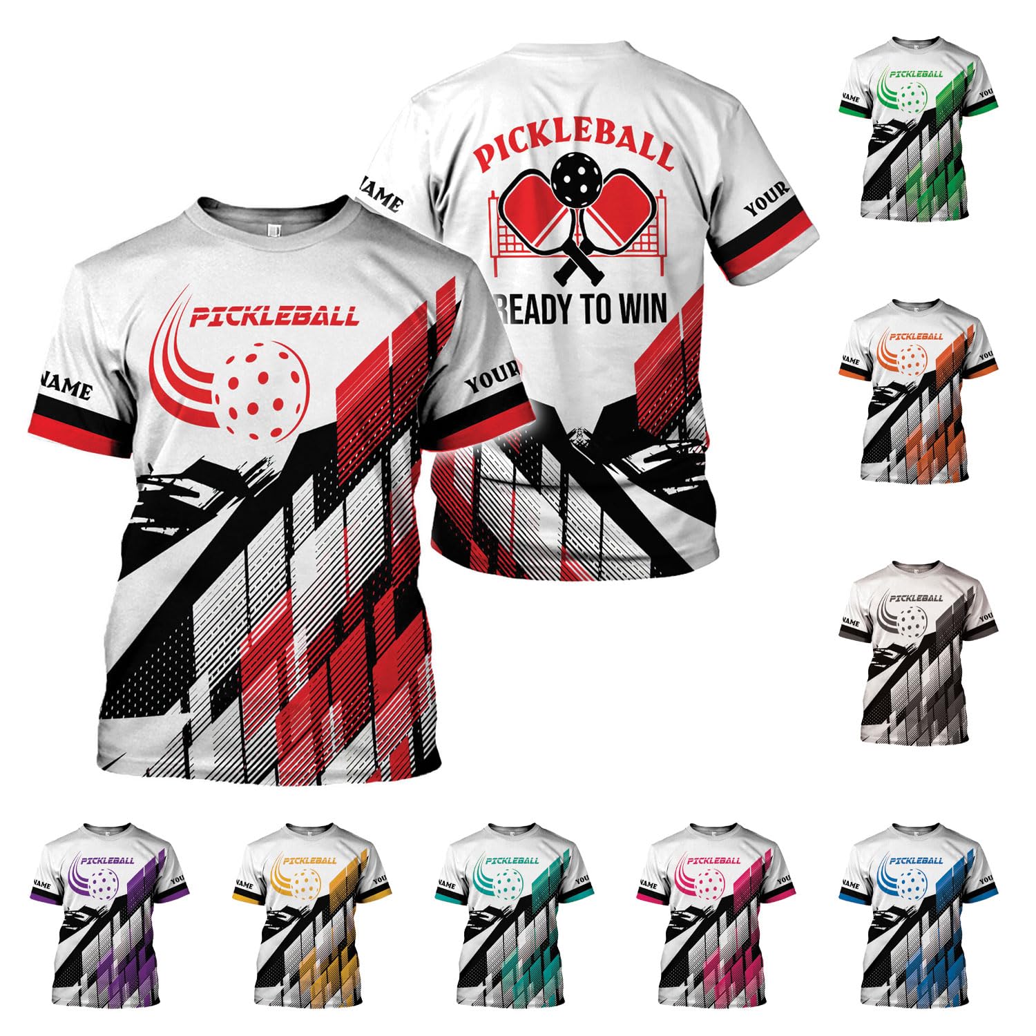 MoonArt Personalized Pickleball T-Shirt 3D Men Women Gifts Sleeve Apparel Black Flag Jersey Tee Sport Fit Clothing Outfits