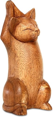 Miniatura 7 de G6 Collection Estatua de yoga de gato siamés tallada a mano de 8 pulgadas, escultura artística hecha a mano, decoración del hogar, decoración