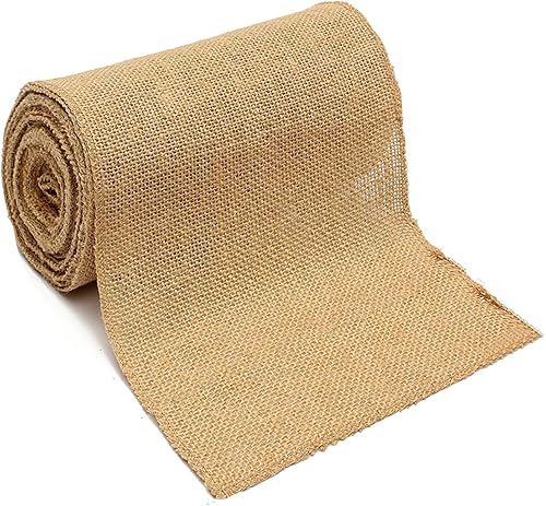 Lainrrew - Cinta de arpillera, 7.87 pulgadas de ancho, cinta de arpillera para manualidades, cinta de arpillera natural con bordes finisheh para