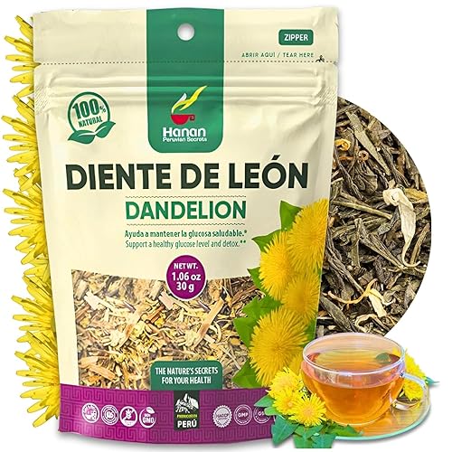 Miniatura 10 de Hanan Té de hojas sueltas de diente de león Diente de León  Té desintoxicante de hierbas  11 oz 30 g raíz de diente de león hoja y flor de Perú para