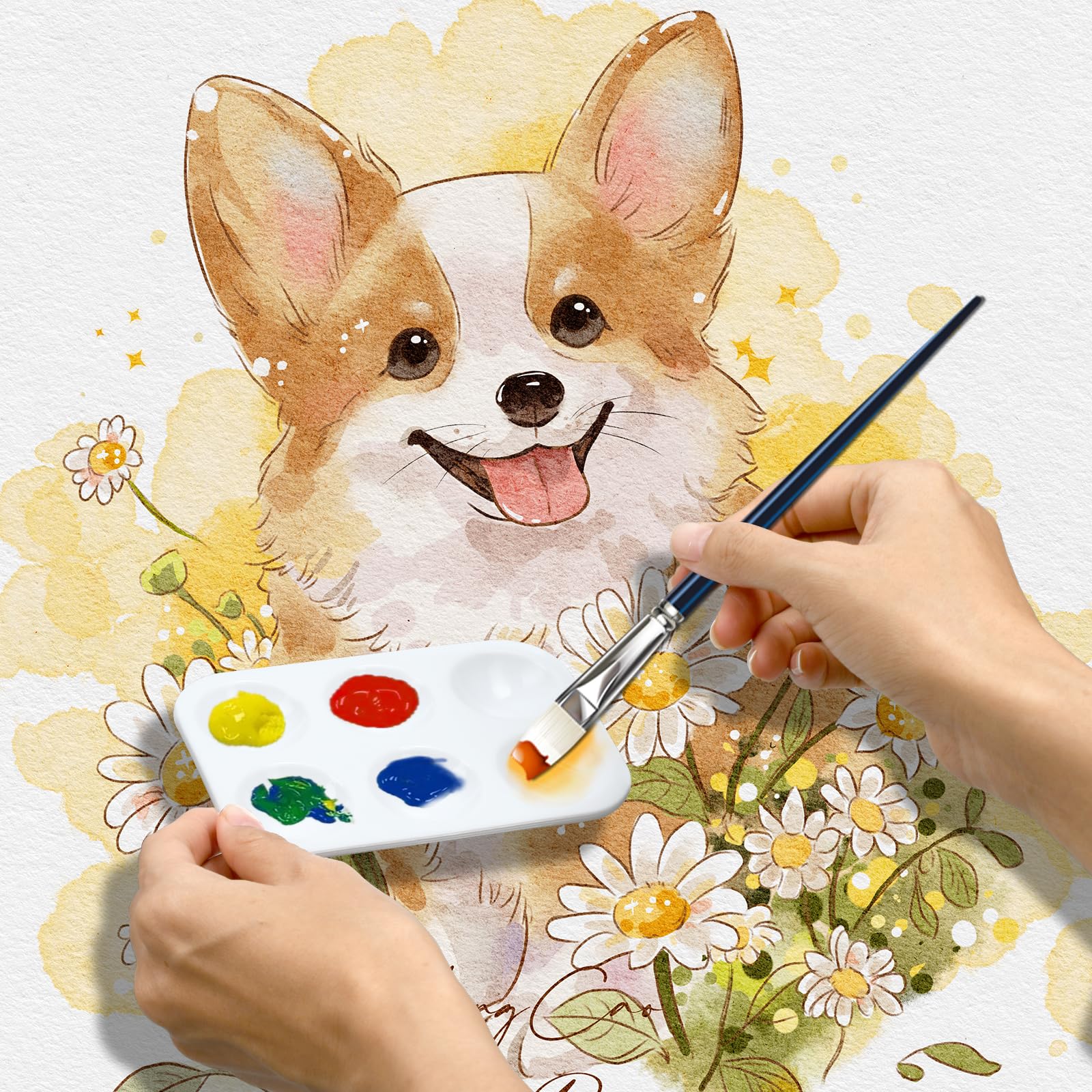 Lot de 100 plateaux de peinture en plastique pour enfants ou étudiants - Plateau de peinture à l'aquarelle pour fête de peinture, loisirs créatifs et peinture artistique
