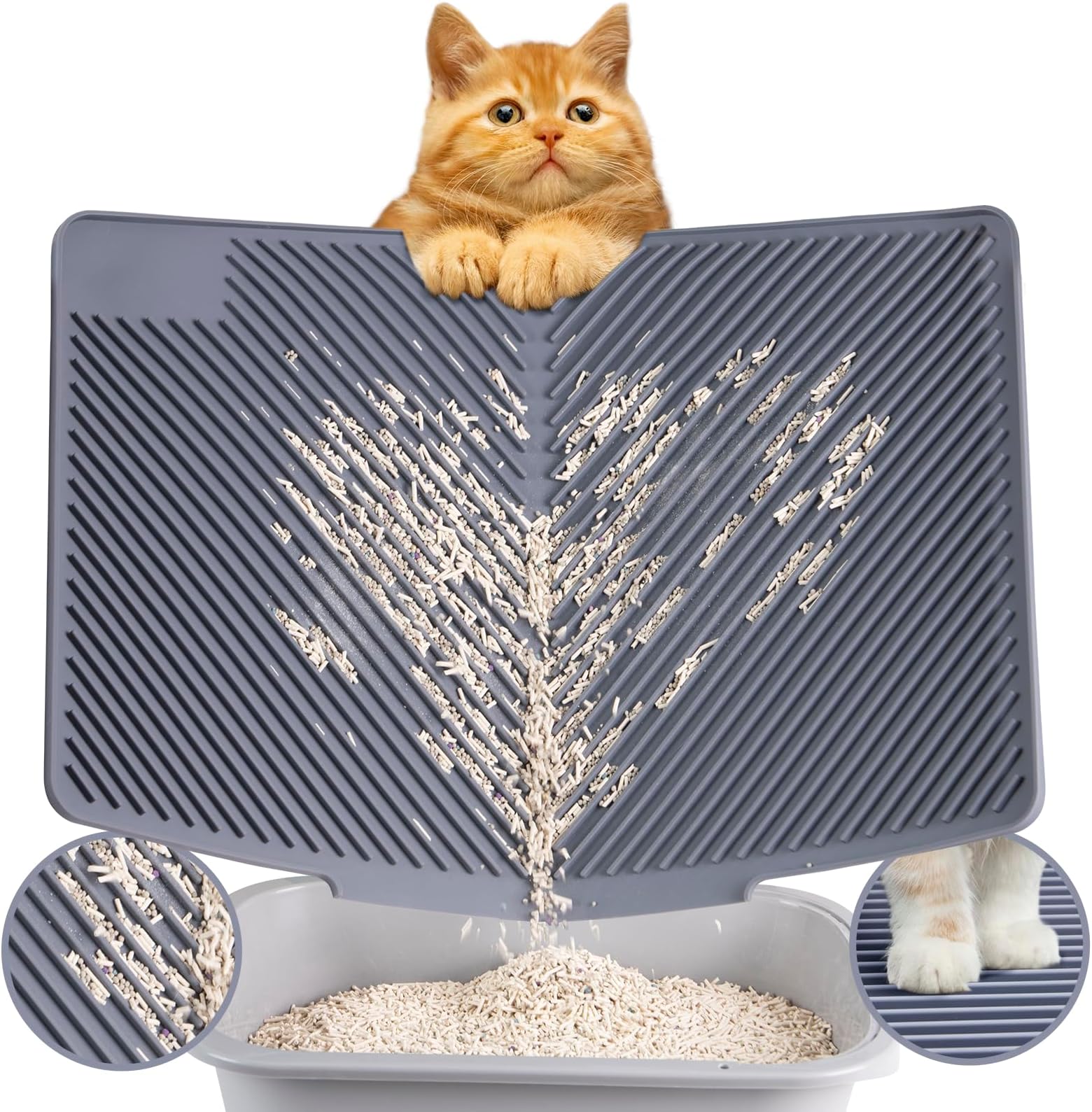 OHMO Cat Litter Mat Silione Large 32x23.5 inch Formed by