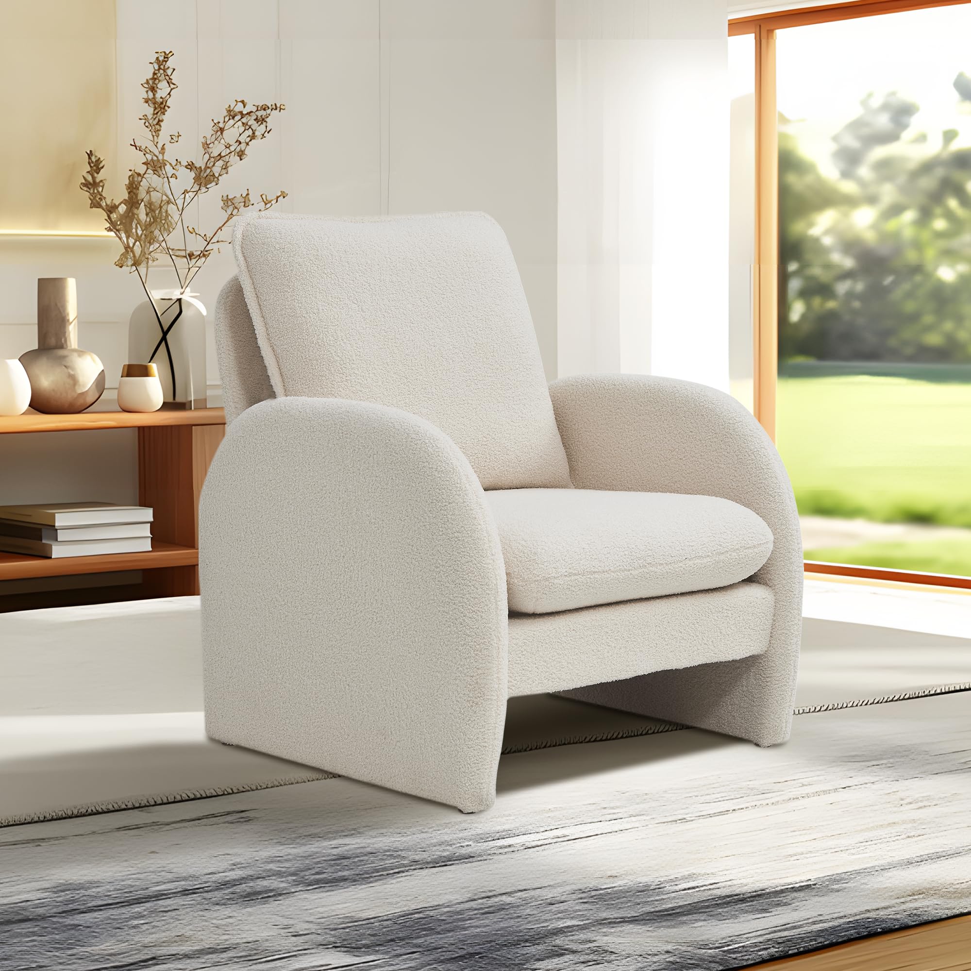 VASOENY 28.5 X 29.9'' Accent Chairs, Modern Sherpa Lamb Fabric Living Room Chair, Comfy Armed Chair Upholstered Armchair Leisure Single Sofa Chair for