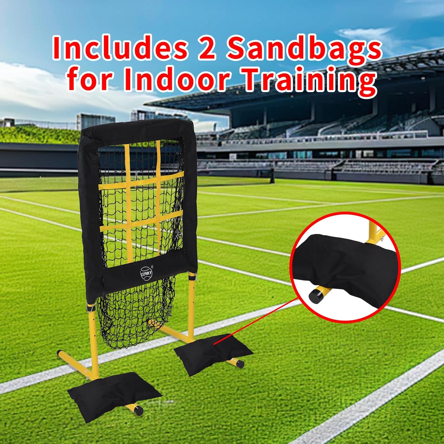 9 Hole Pitching Net with Strike Zone, Height Adjustable Pitching Target Net with 2 Sandbags, Portable Baseball & Softball Training Equipment for Hitting and Pitching, Pitcher Solo Trainer