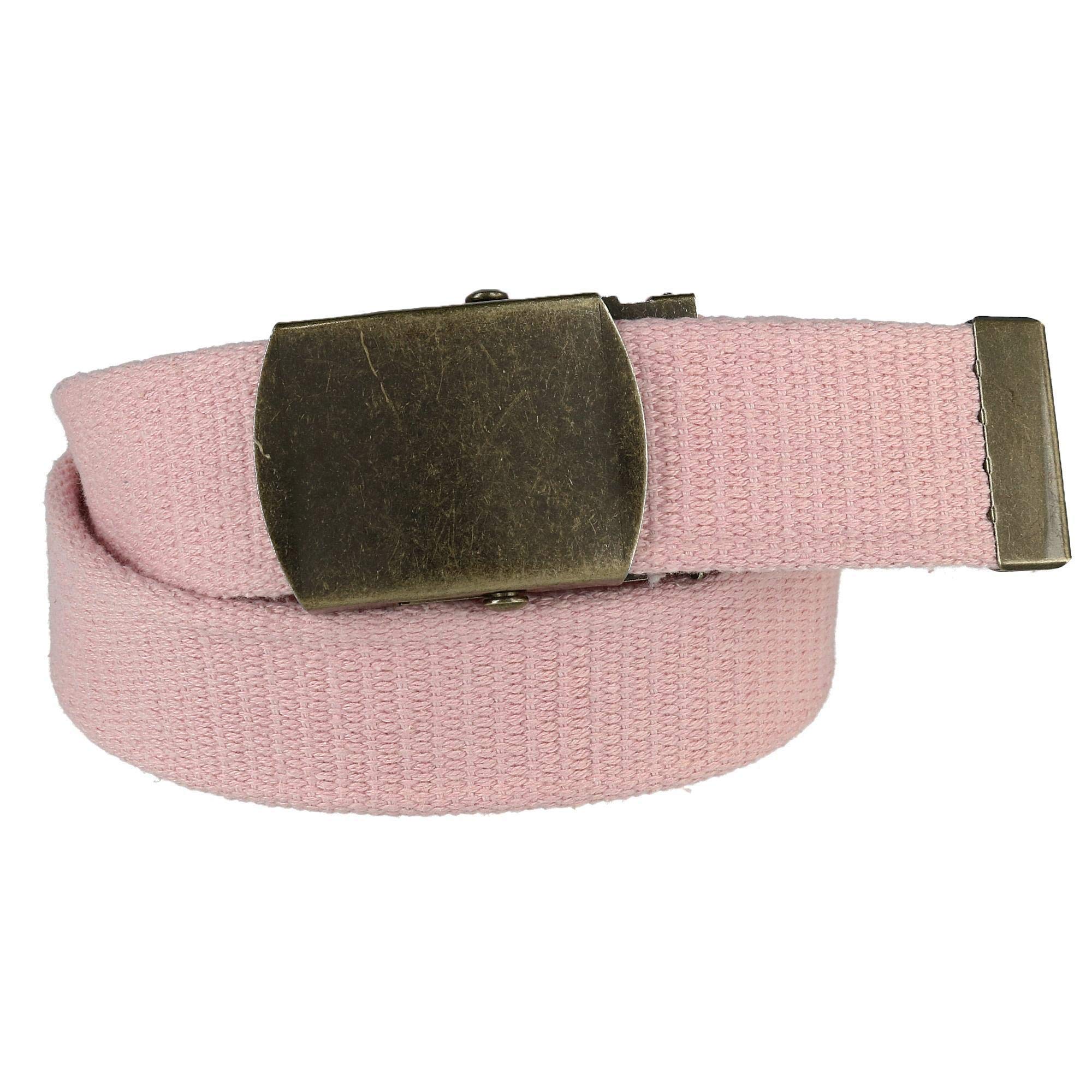 CTM Cotton Web 38 mm Adjustable Military Buckle Belt, Pink