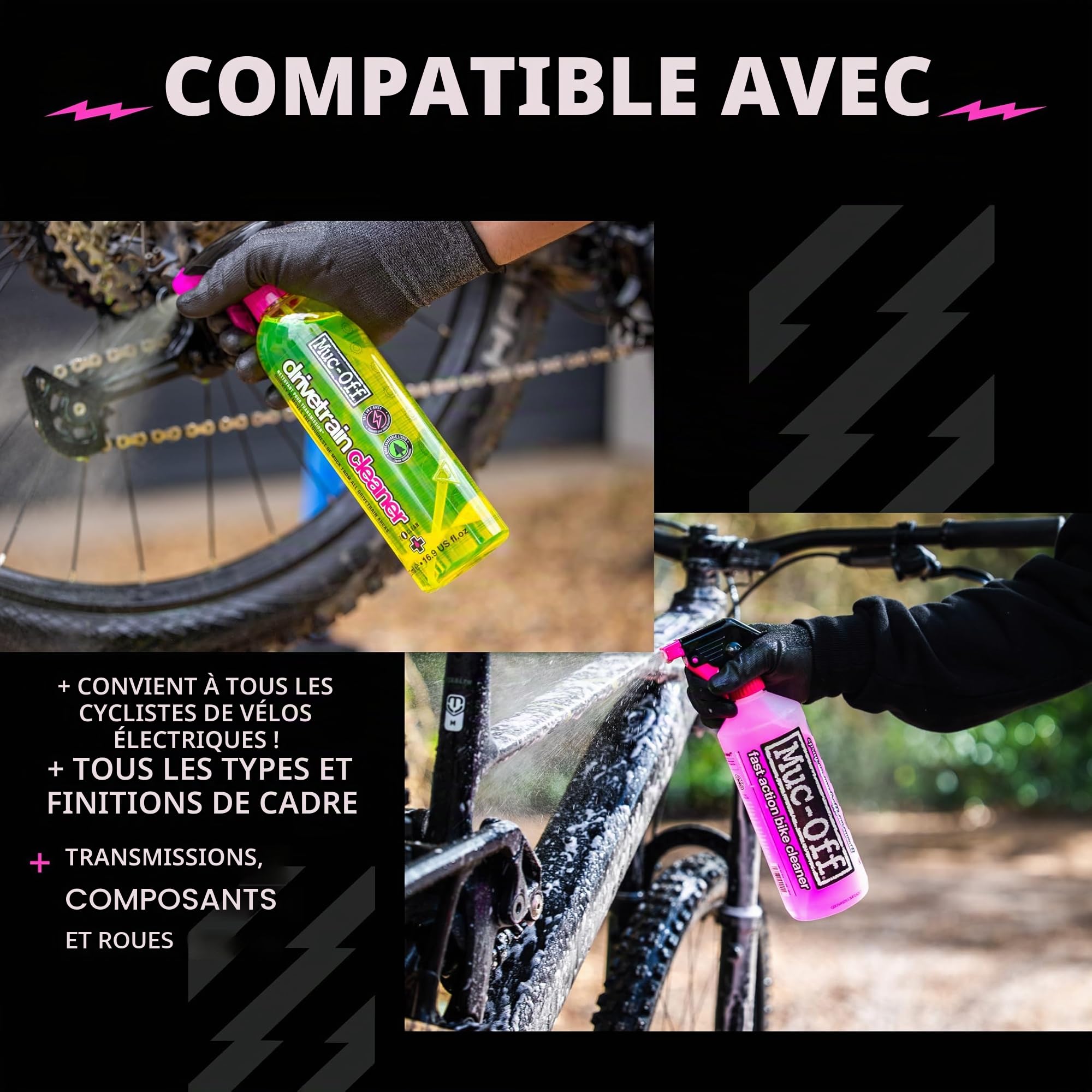 Muc-Off eBike Kit Ultime de Nettoyage - Kit Indispensable pour Nettoyer, Protéger et Lubrifier votre Vélo Électrique