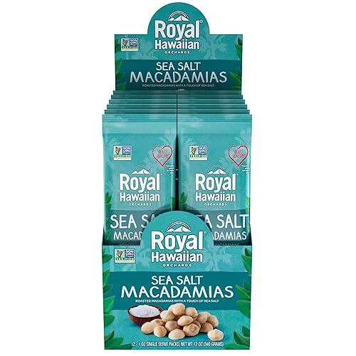 Royal Hawaiian Dry Toasted Sea Salt Macadamia Nuts 1 Oz Snack Bolsa 12 unidades