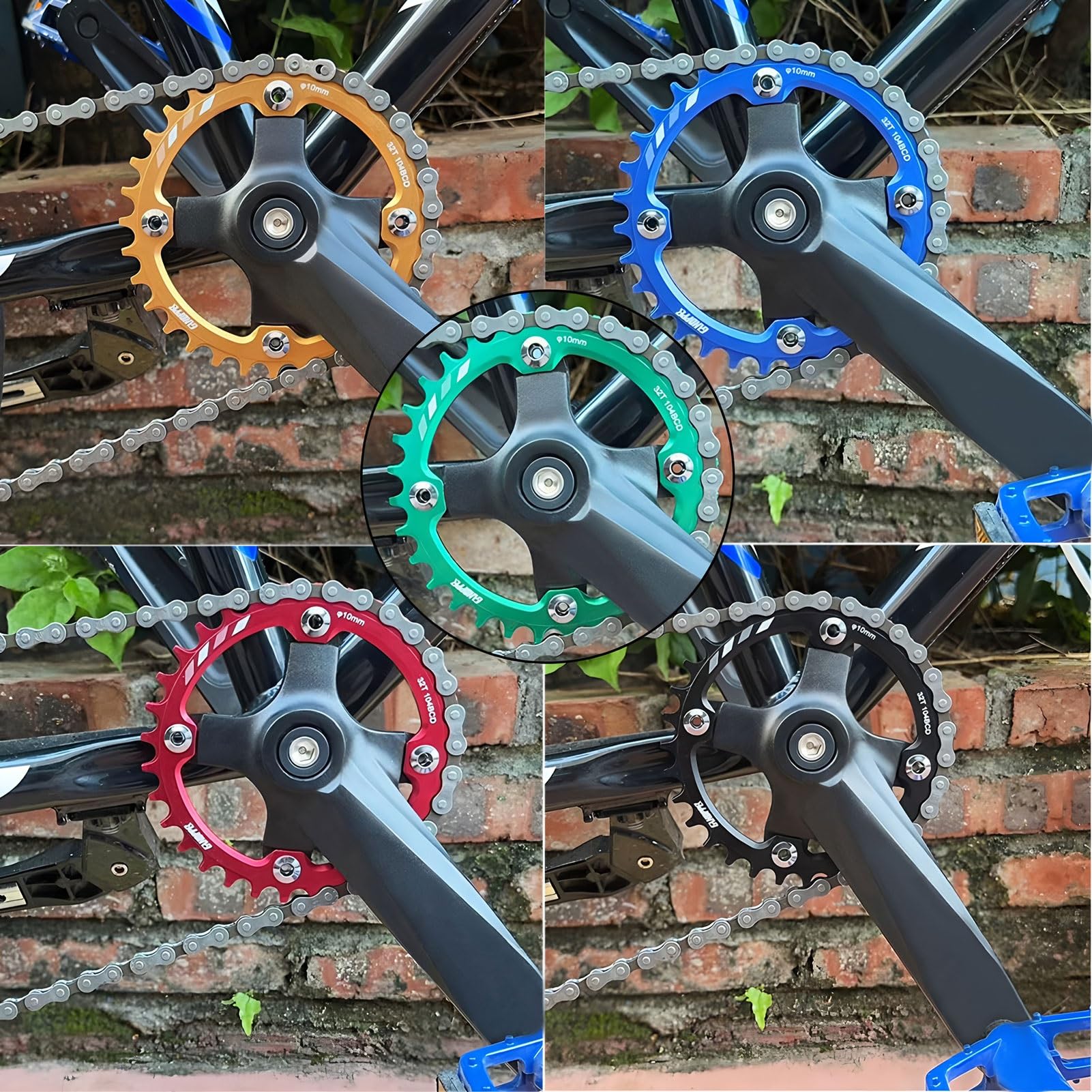 Koło łańcuchowe MTB 152/165/170 mm, stop aluminium 32/34/36/38, rozstaw osi 104 mm, pasuje do rowerów jednobiegowych i 7/8/9/10/11 biegów.