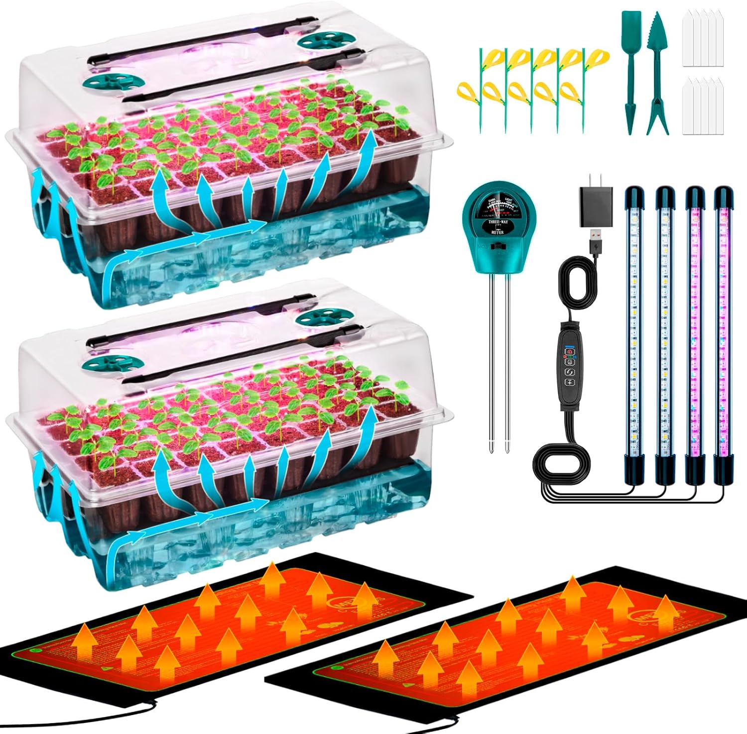 Self-Watering Seed Starter Kit with Grow Light & Heat Mat – 2-Pack Self-Watering Seed Starter Kit with Grow Light & Heat Mat – 2-Pack