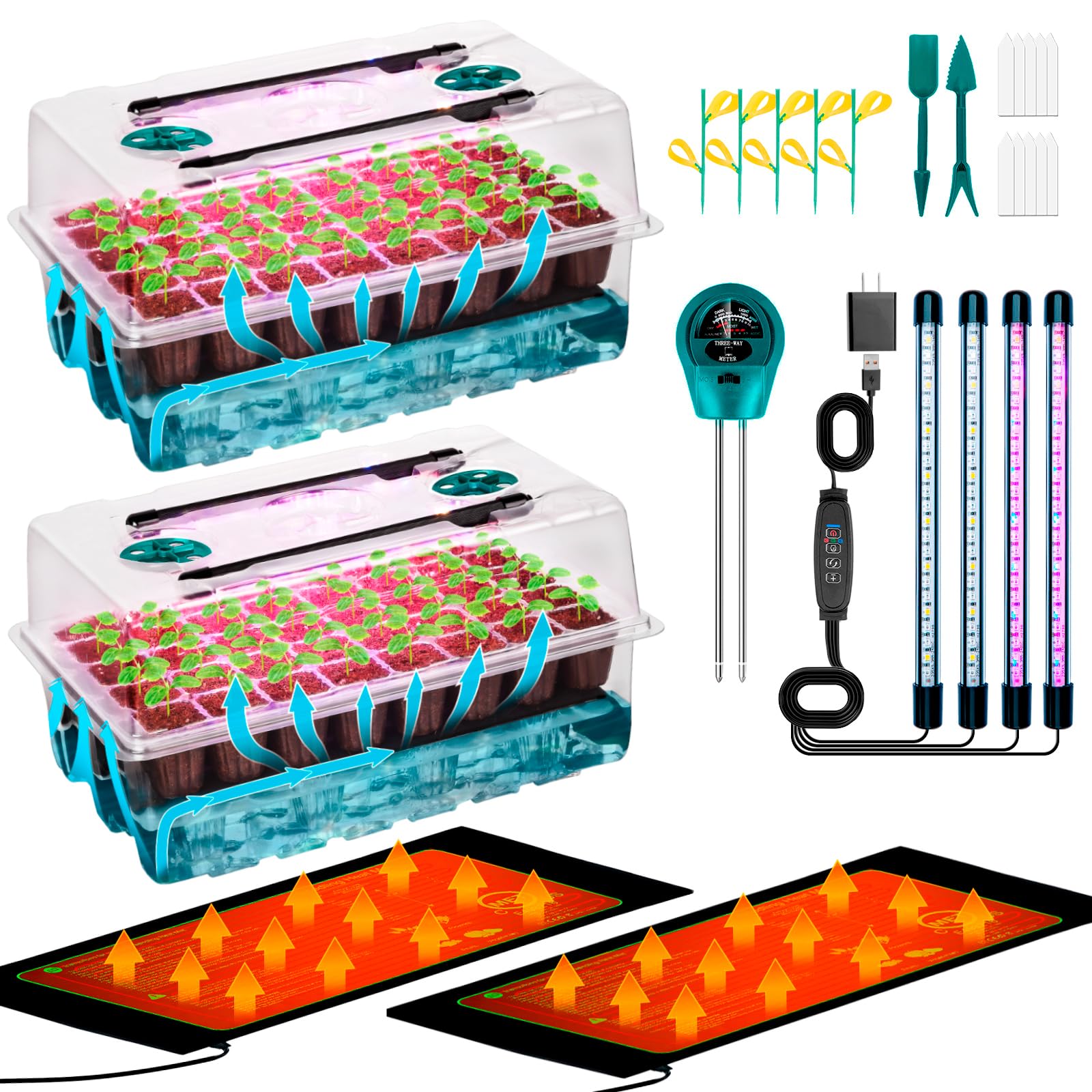 Hugbow Self-Watering Seed Starter Tray with Grow Light and Heat Mat