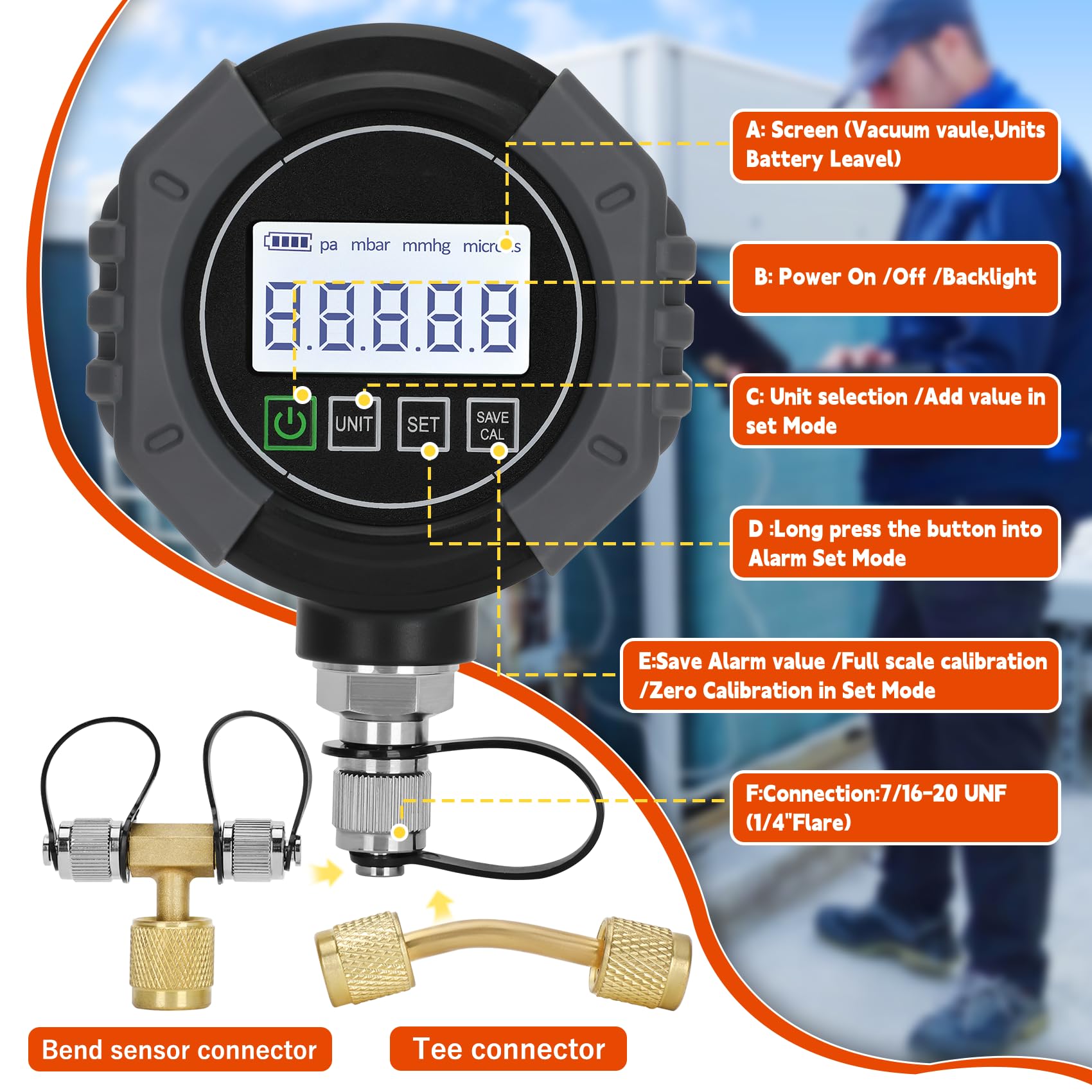 Pro HVAC Micron Vacuum Gauge - Digital AC Gauge -2 Pro HVAC Micron Vacuum Gauge - Digital AC Gauge -2
