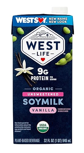 Miniatura 4 de West Life - Leche de soja orgánica, vainilla sin azúcar, 0.28 onzas de proteína, alternativa láctea vegana, sin lactosa, estable en el