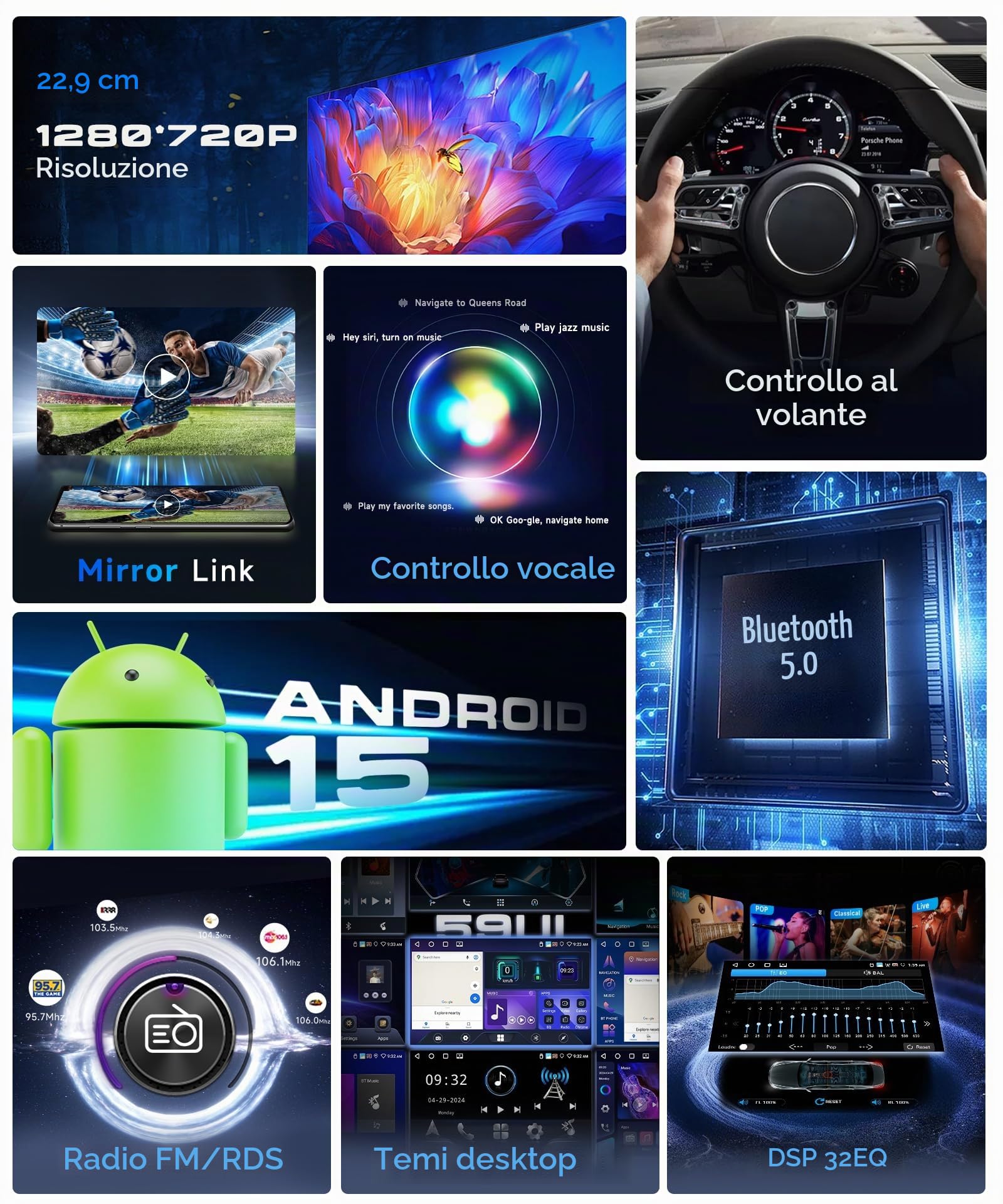 VECHTEL 4G+64G DAB+ Autoradio Android 15 per VW Golf 5 6 Passat Jetta Caddy EOS T5 Tiguan Touran CC Polo, 9" Schermo co Carplay Android Auto senza Fili GPS WiFi USB Tipo-C Bluetooth FM RDS Retrocamera