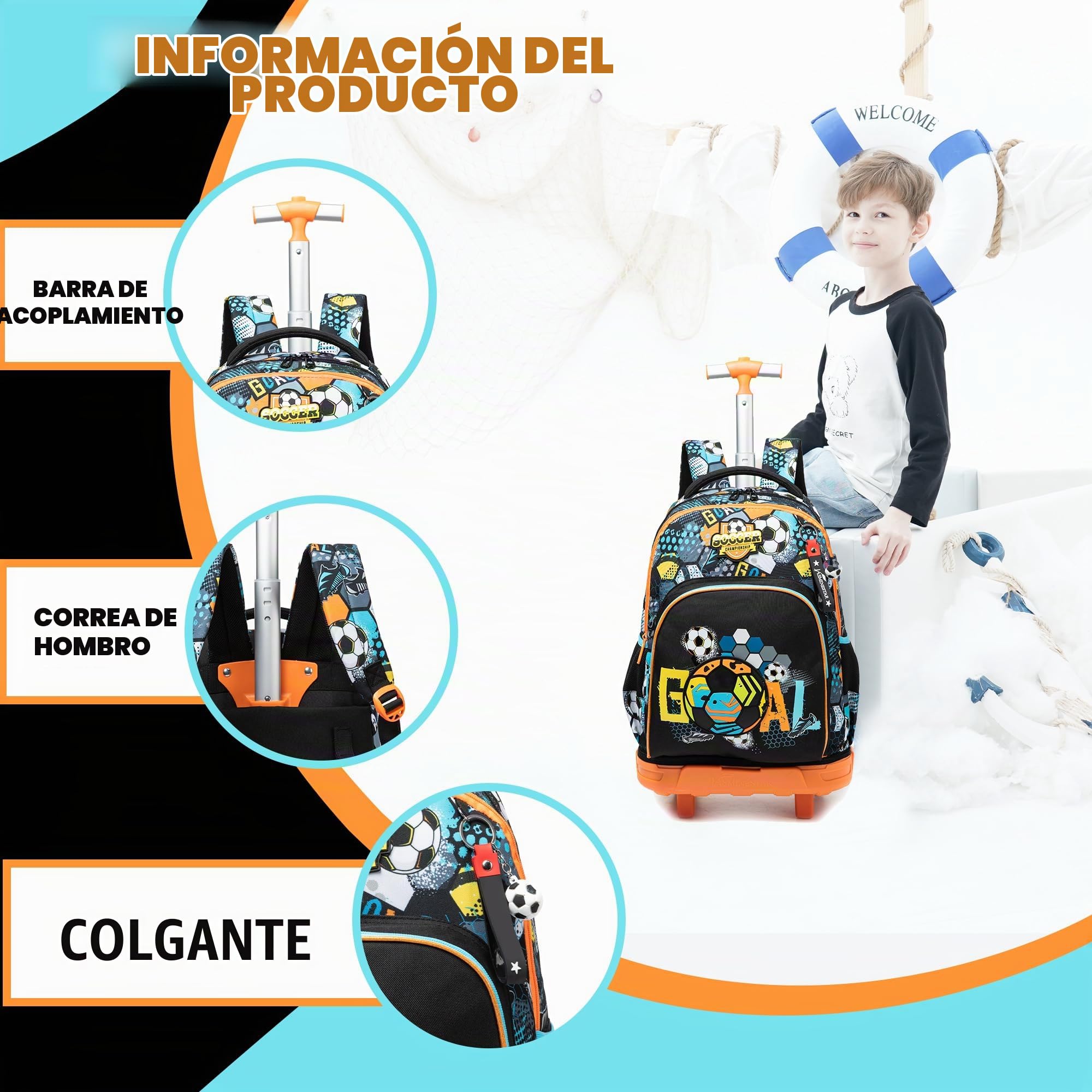 HTgroce Mochilas Trolley Escolares,3 in 1 Trolley Escolar para Niñas para la Escuela Primaria