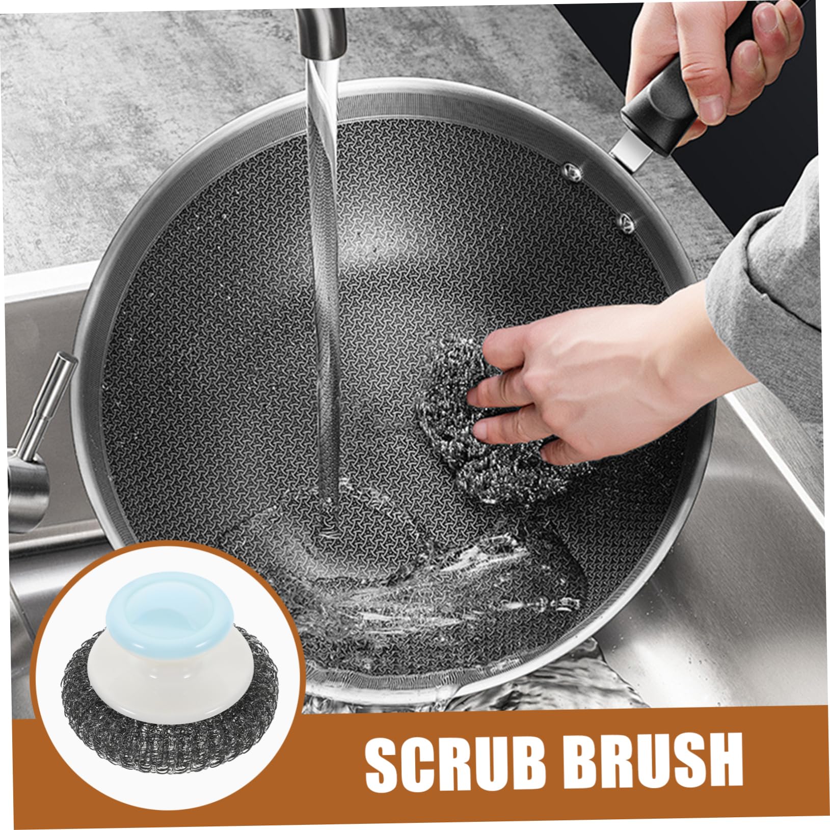 Healeved 10piezas Estropajos De Cocina De Acero Inoxidable Cepillos para Limpiar Platos y Sartenes Diseño Ergonómico y Resistente para Utensilios De Acero y Fundido
