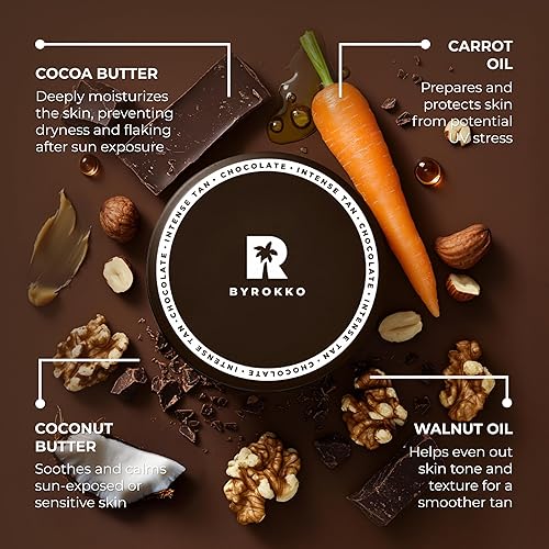 Miniatura 4 de BYROKKO Shine Brown Crema aceleradora de bronceado de chocolate, 6.8 onzas líquidas, aceite de bronceado para exteriores o interiores o loción de