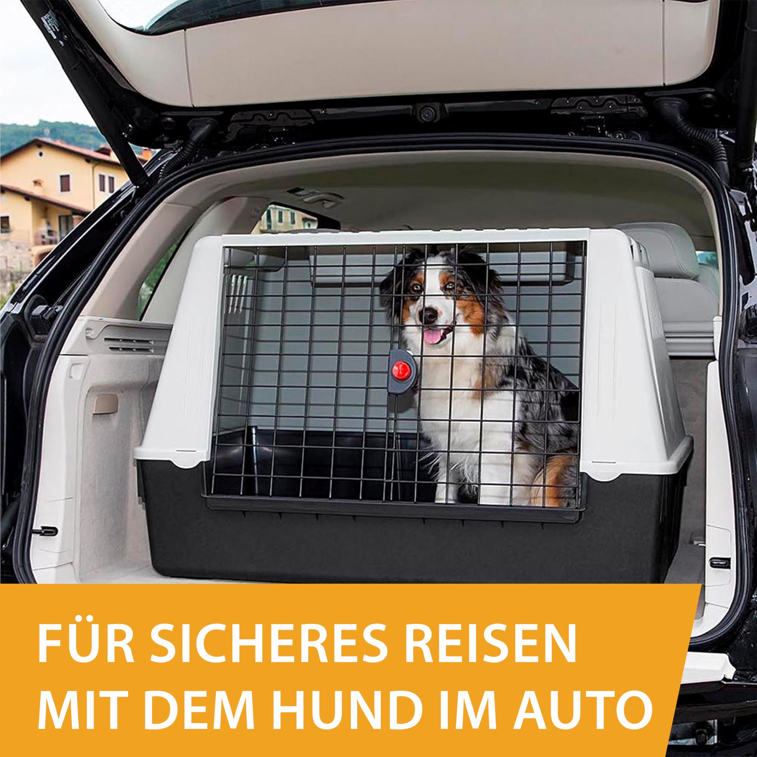Ferplast Trasportino per Cani da Auto ATLAS CAR 80, Fessure per l'aerazione, Vani porta oggetti, Tappeto drenante