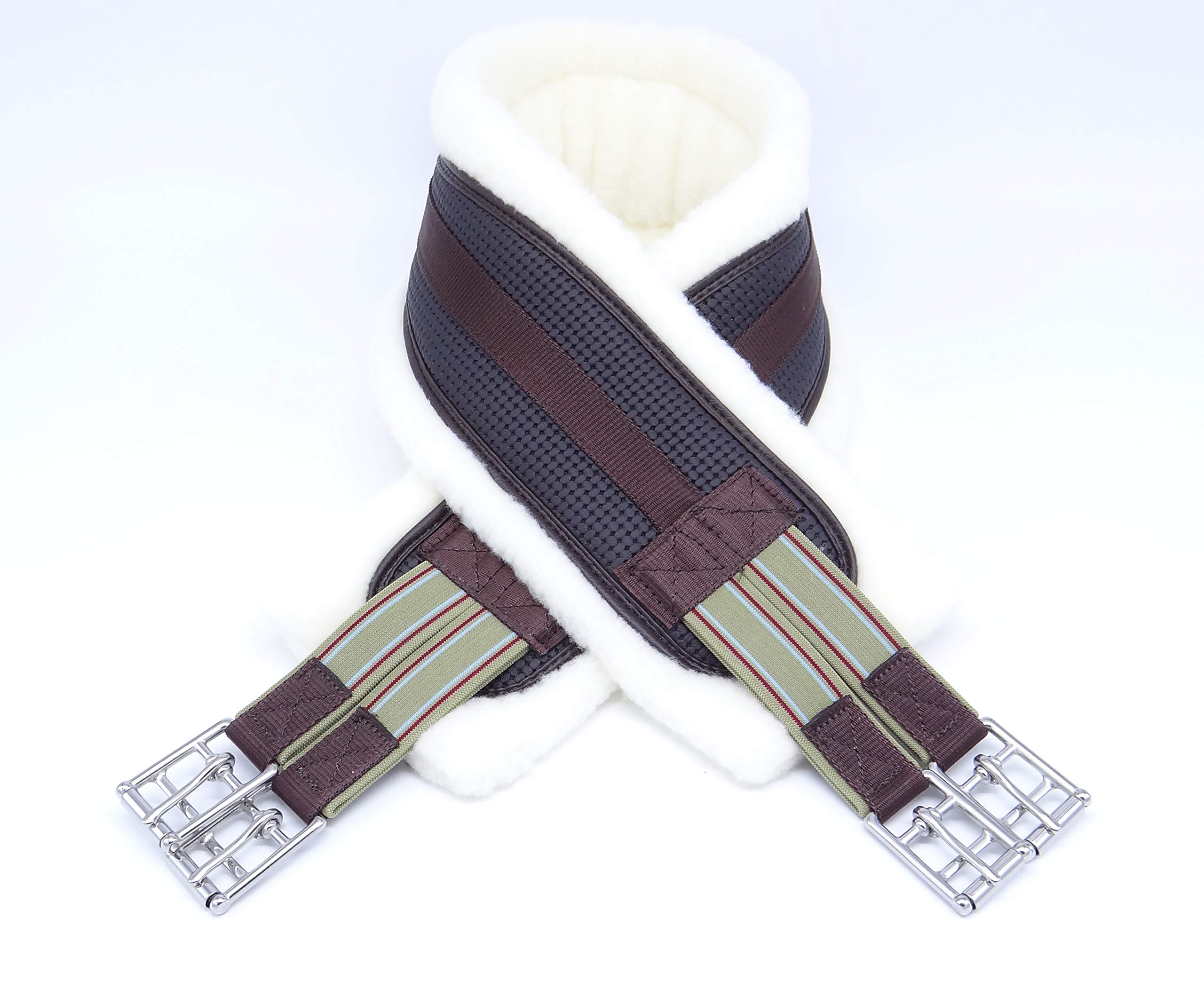 QiK Sports English Fleece Lined AirFoam Cushion Shaped Girth - Brown - 54", 52", 50", 48", 46", 44", 42" inch (46 inch)