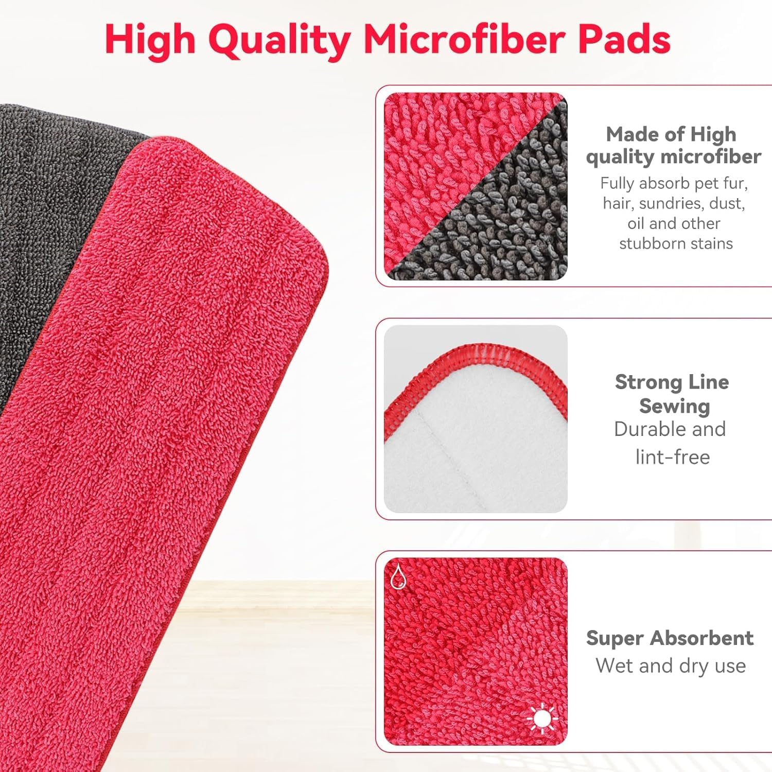 16.5 inch Microfiber Mop Pads for Rubbermaid Reveal Spray Mop and Any 16.5" Flat Mop - 10 Pack 13''-15'' Spray Mop Pad Reusable Washable Replacement Refills - Colorful image 3