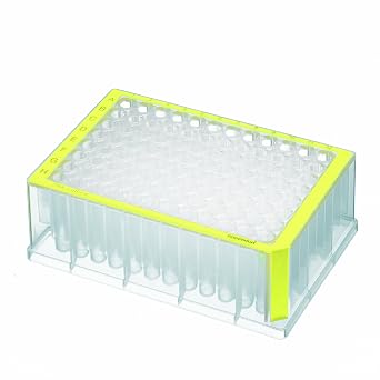 Eppendorf 951032620 Standard Deepwell Plate with 96 Wells, 1000 microliter Volume, Yellow Border Pack of 20
