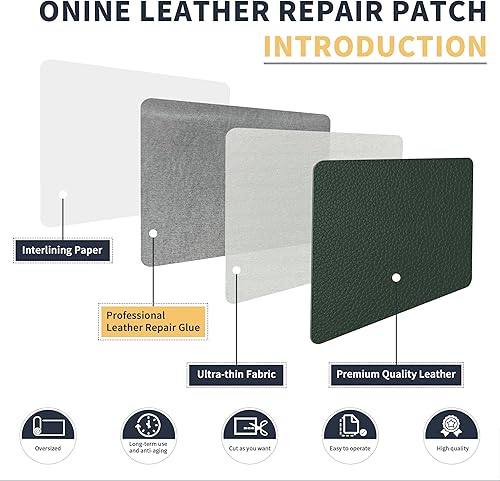 Miniatura 206 de ONine - Cinta de reparación de piel, parche para reparación de piel autoadhesivo de 12 x 48 pulgadas, impermeable, resistente al desgaste, para Negro