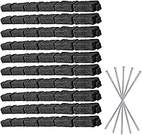 Vista 16 de Beuta - Bordes de piedra sintética con picos de anclaje para entrada, patio o jardín, borde de ladrillos flexibles, sección de 6 ladrillos