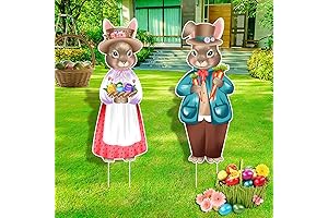 2PCS Vintage Easter Bunny and Egg Yard Signs