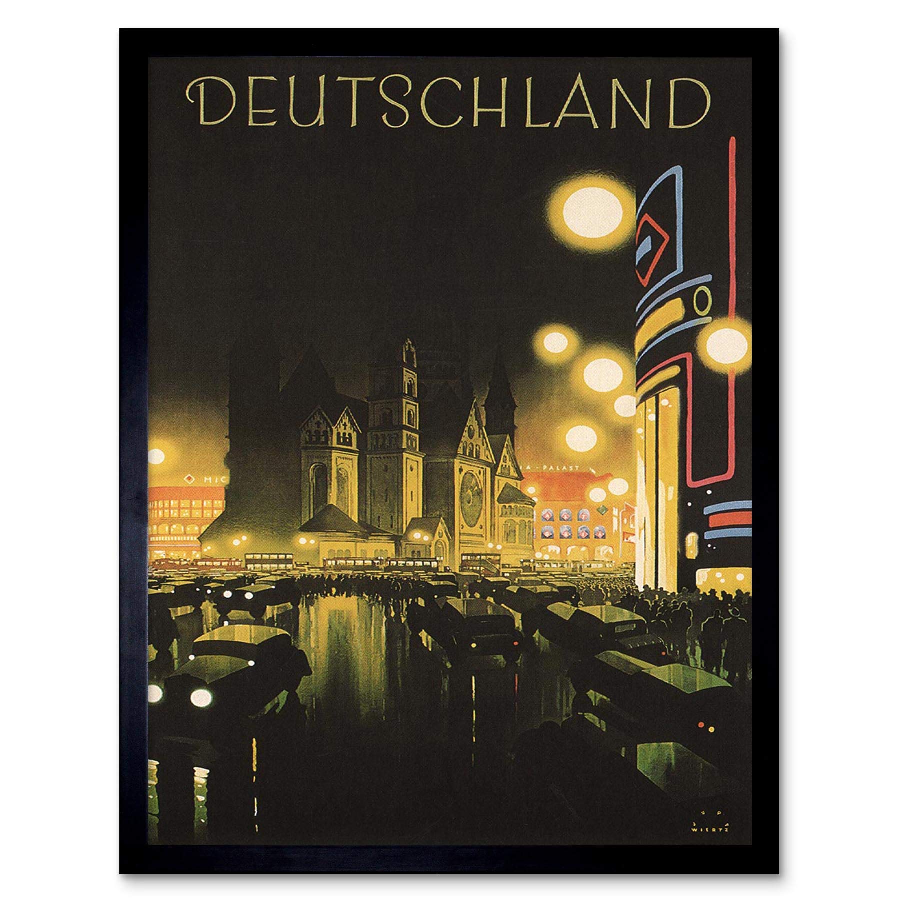 Wee Blue Coo Travel Tourism Berlin Germany Deutschland Vintage Advertising Art Print Framed Poster Wall Decor 12X16 Inch
