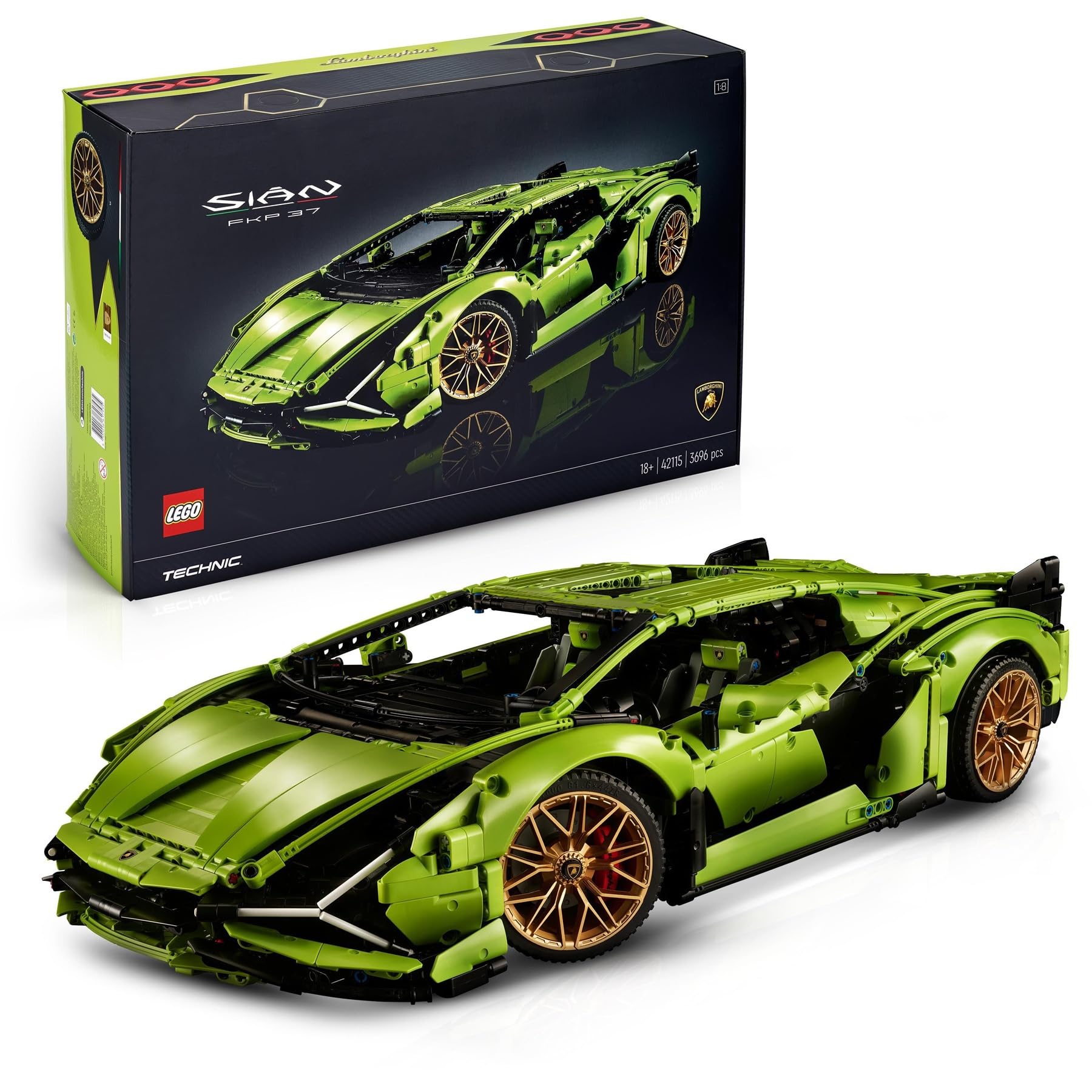 LEGO Technic Lamborghini Sián FKP 37 Rennauto, Modellbausatz für Erwachsene, Geschenkidee zum Geburtstag für Männer oder Frauen, Sammlerstück zum Austellen als Home- oder Büro-Deko, Modellauto 42115 | Geschenkidee zum Geburtstag, Sammlerstück zum Austelle