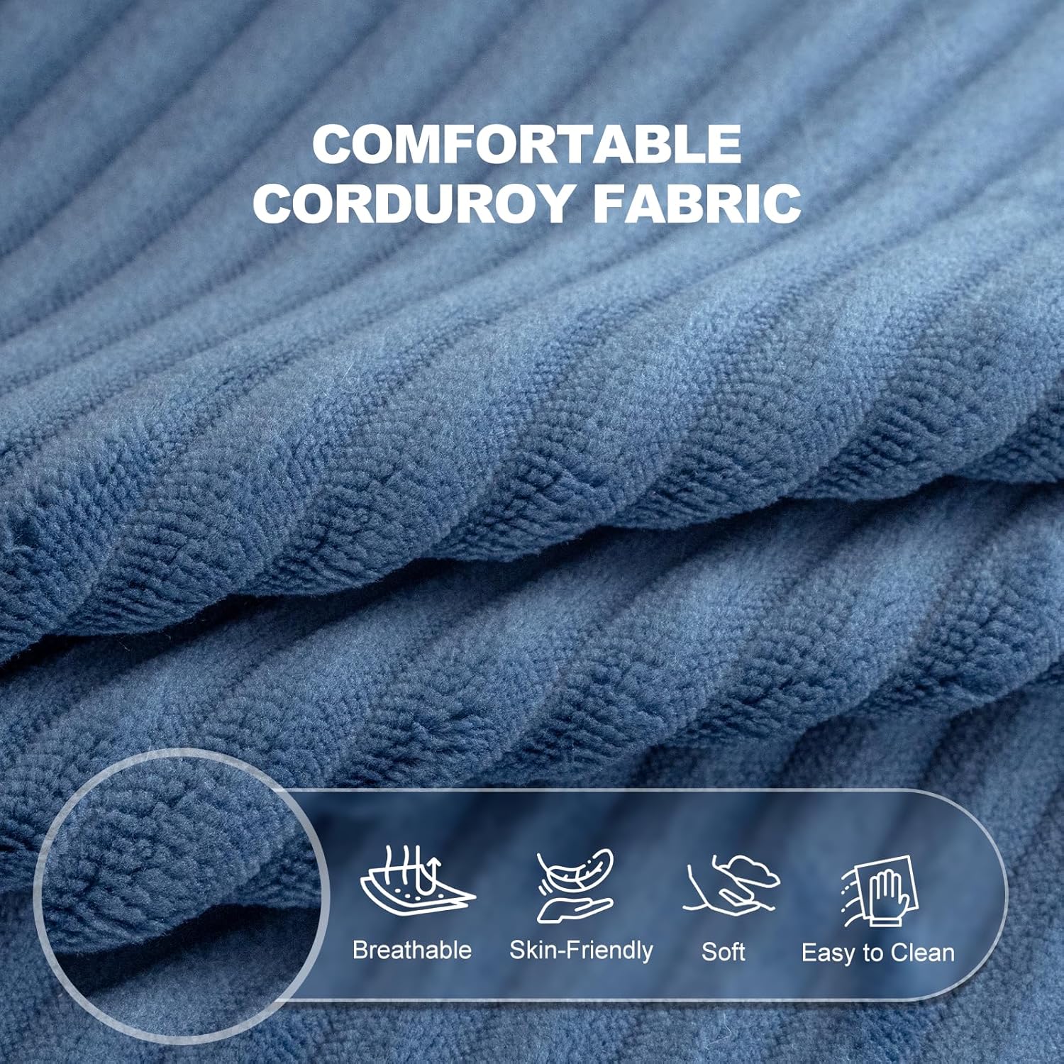 Giant Bean Bag Chair with Armrests - Oversized Cozy Seating for Adults, Corduroy Fabric & High-Resilience Foam Filling, Ideal Lounge for Living Room, Bedroom & Gaming Room (Royal Blue)